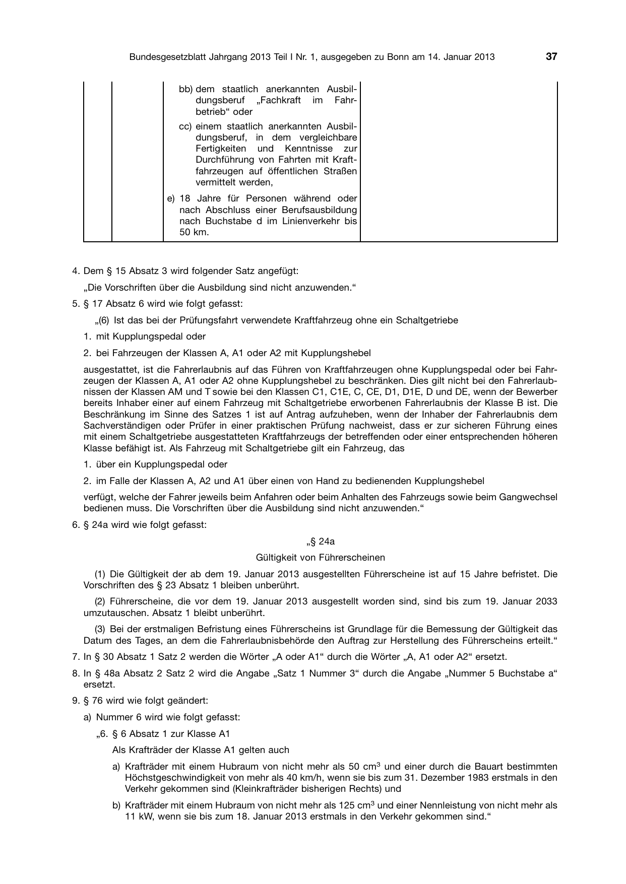 BGBl. 2013, Seite 37 — Originalseite als Abbildung