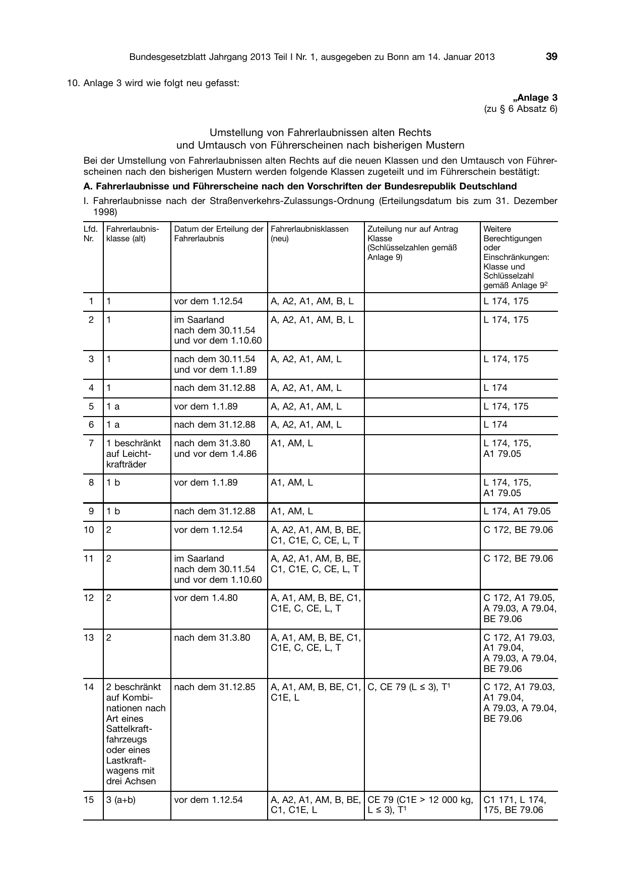 BGBl. 2013, Seite 39 — Originalseite als Abbildung
