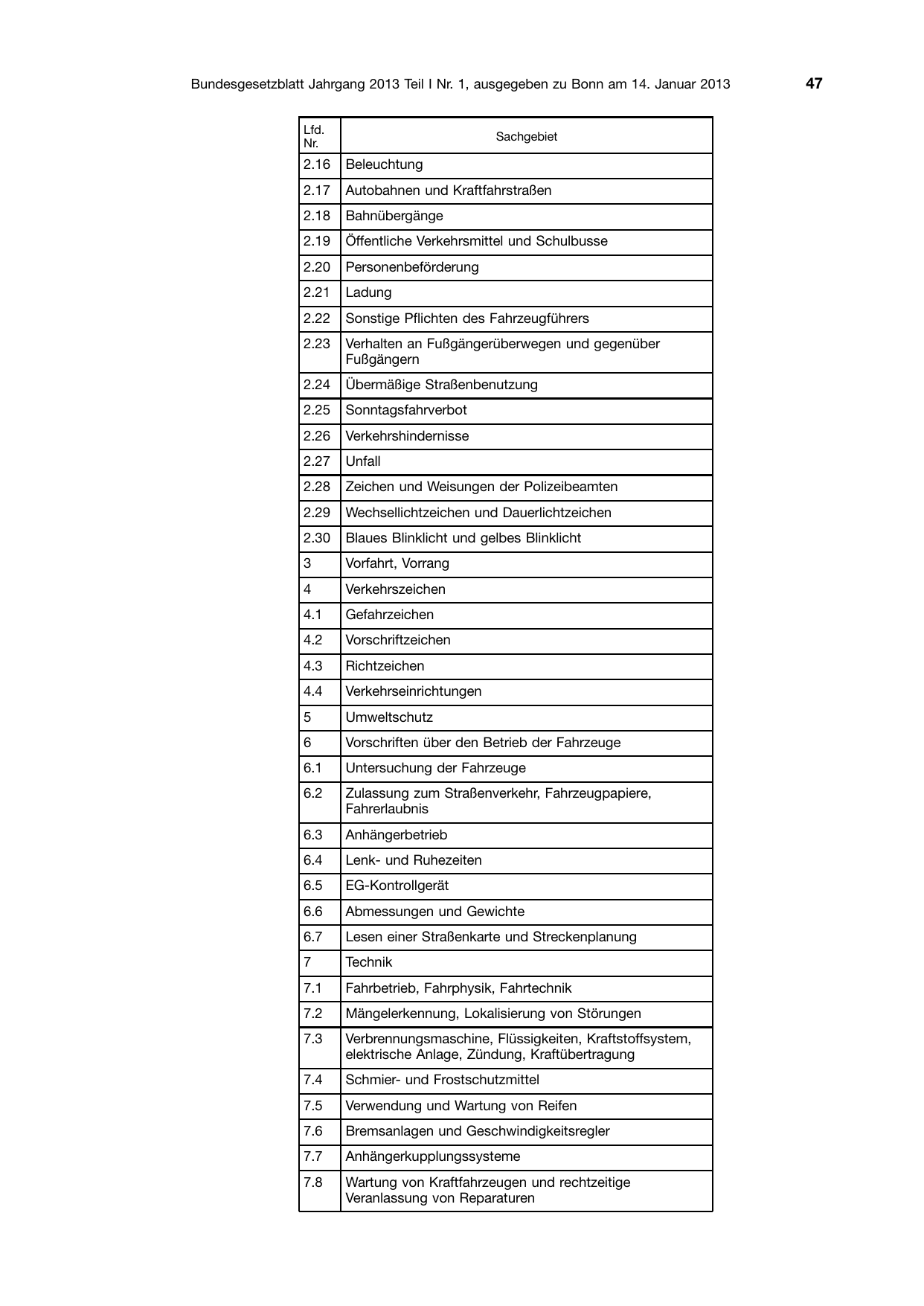 BGBl. 2013, Seite 47 — Originalseite als Abbildung
