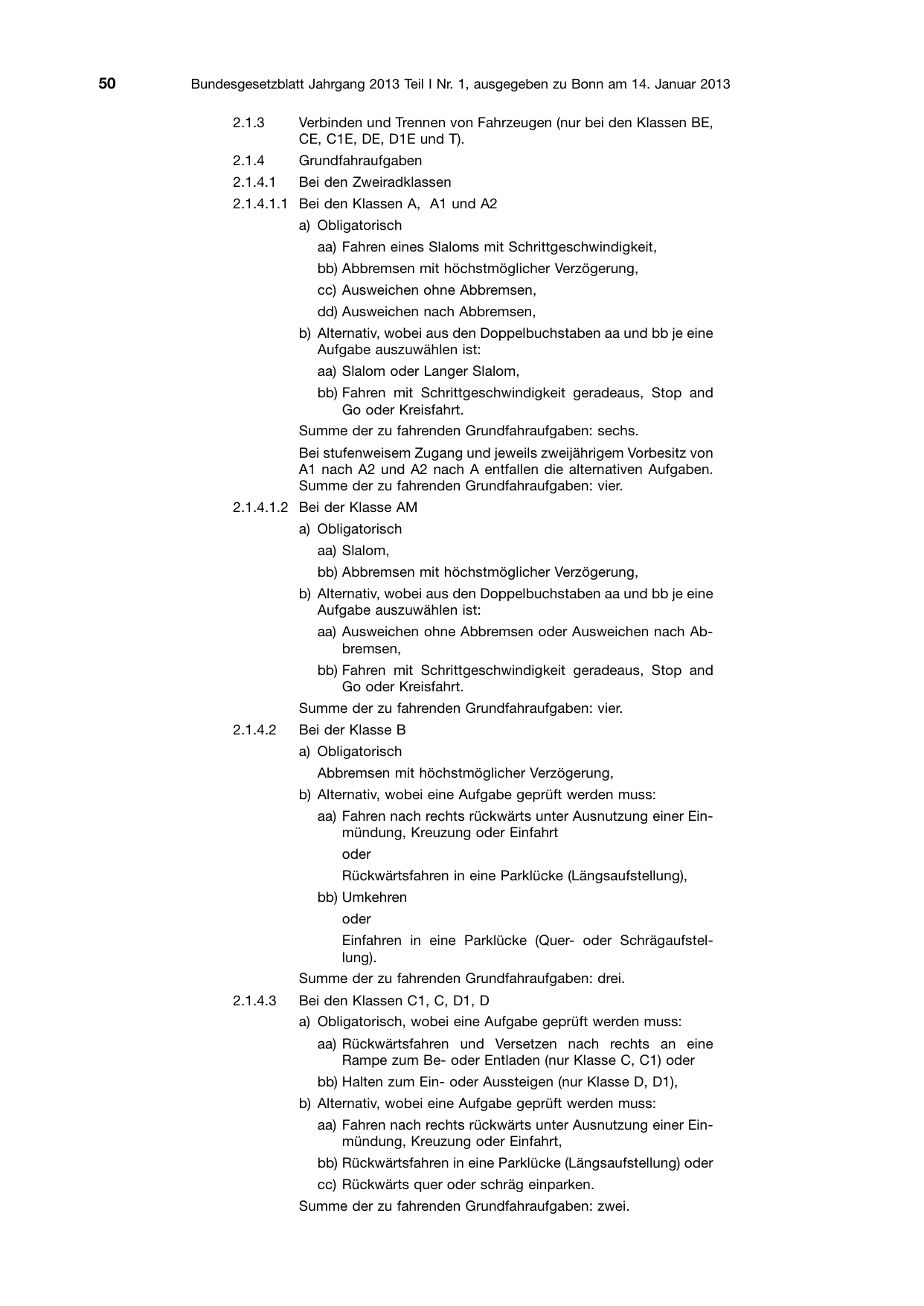 BGBl. 2013, Seite 50 — Originalseite als Abbildung