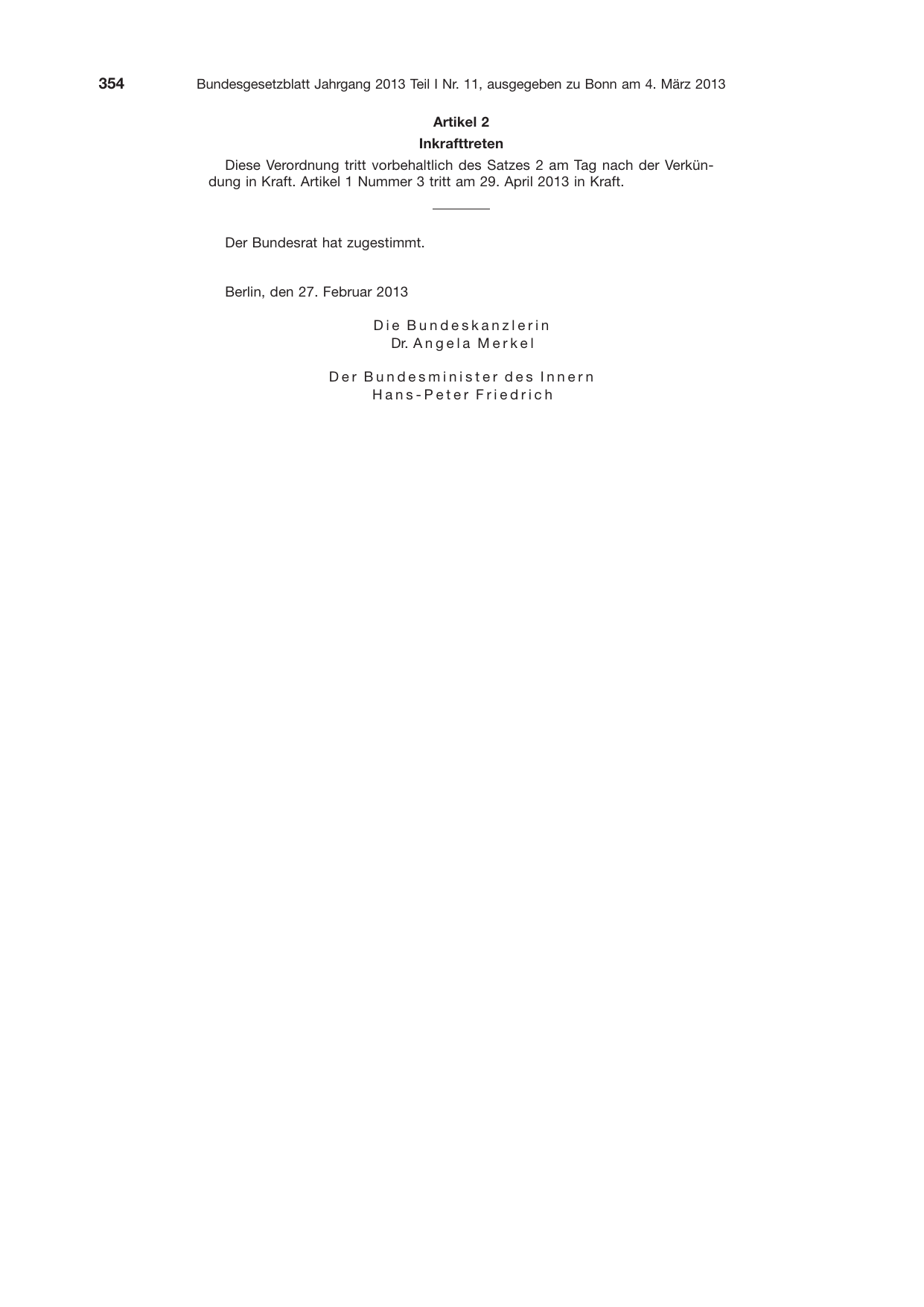 BGBl. 2013, Seite 354 — Originalseite als Abbildung