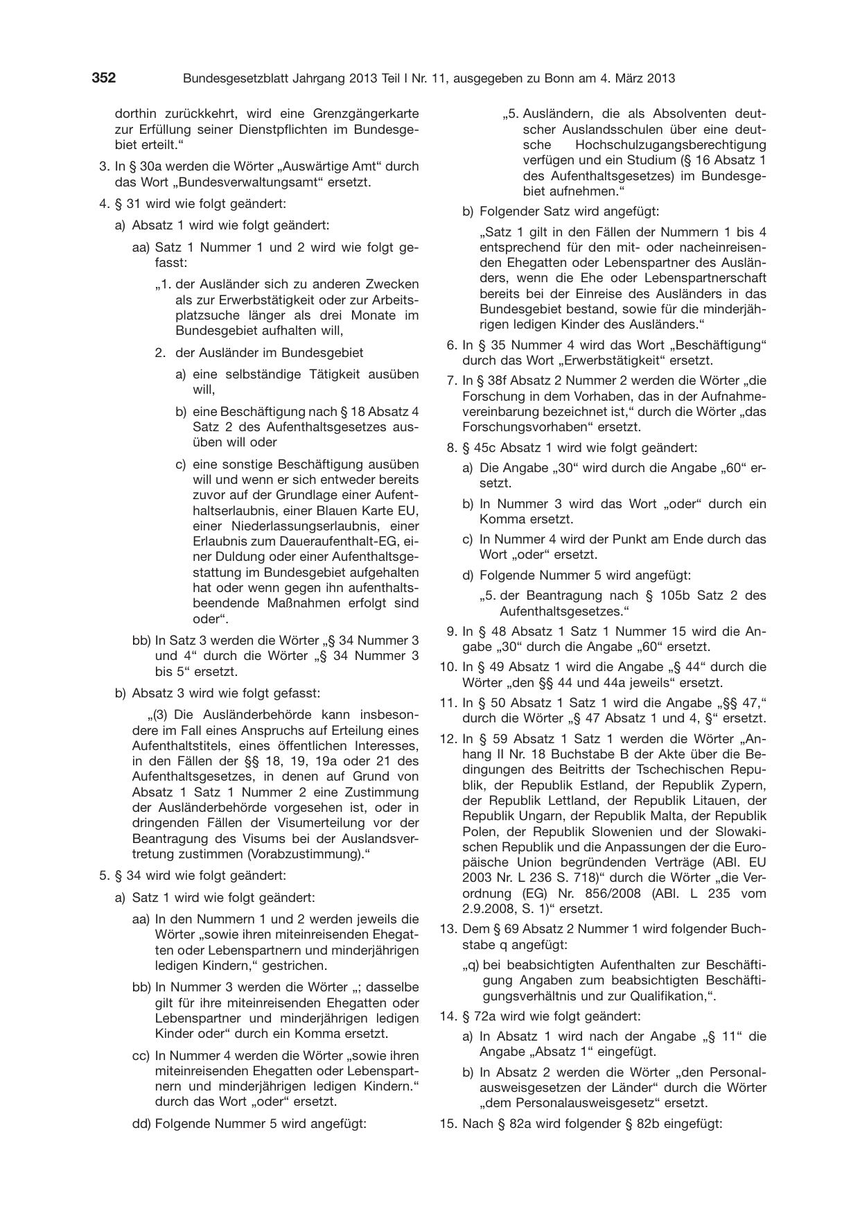 BGBl. 2013, Seite 352 — Originalseite als Abbildung