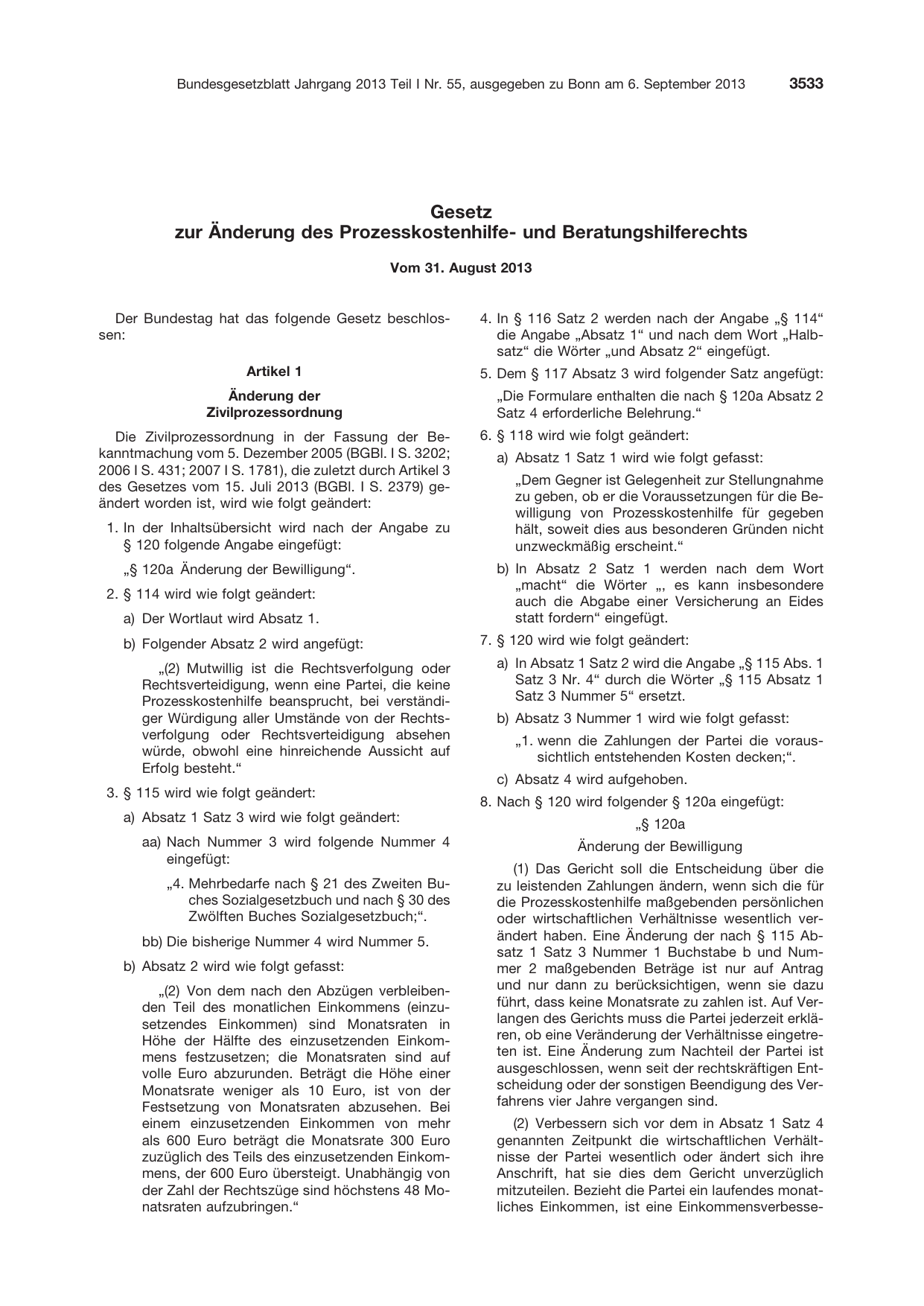 BGBl. 2013, Seite 3533 — Originalseite als Abbildung