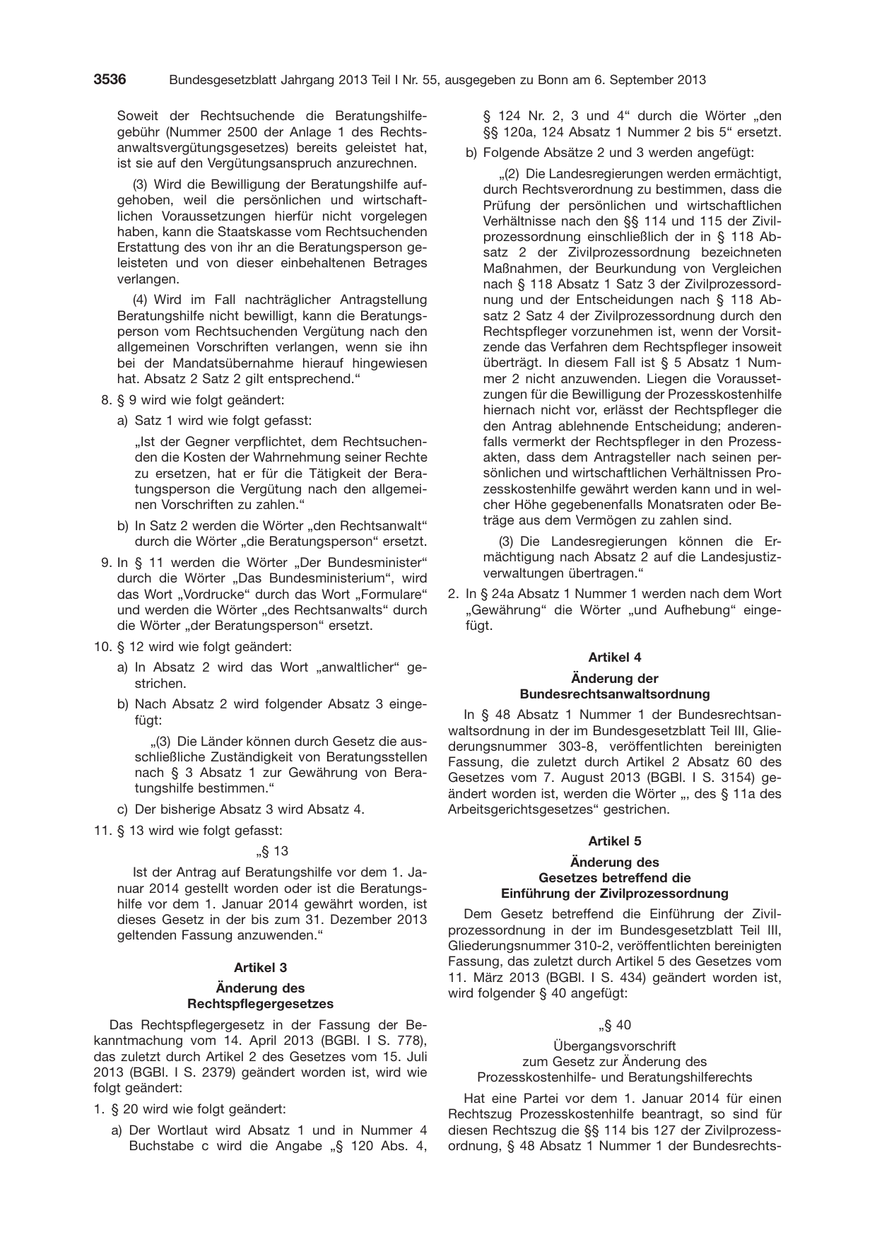 BGBl. 2013, Seite 3536 — Originalseite als Abbildung