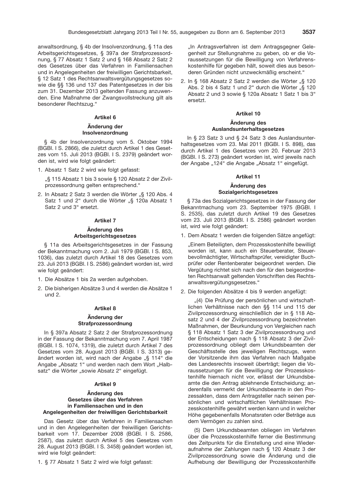 BGBl. 2013, Seite 3537 — Originalseite als Abbildung