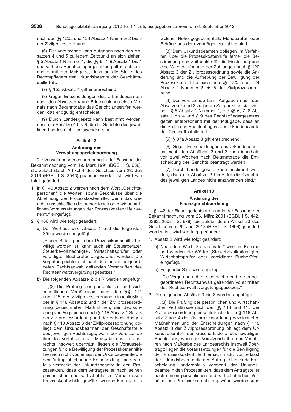 BGBl. 2013, Seite 3538 — Originalseite als Abbildung