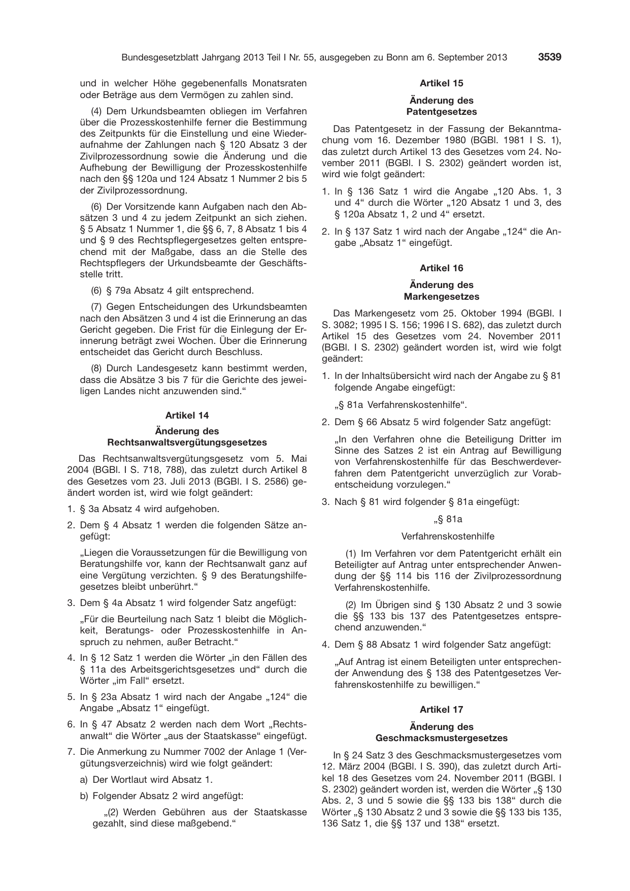 BGBl. 2013, Seite 3539 — Originalseite als Abbildung