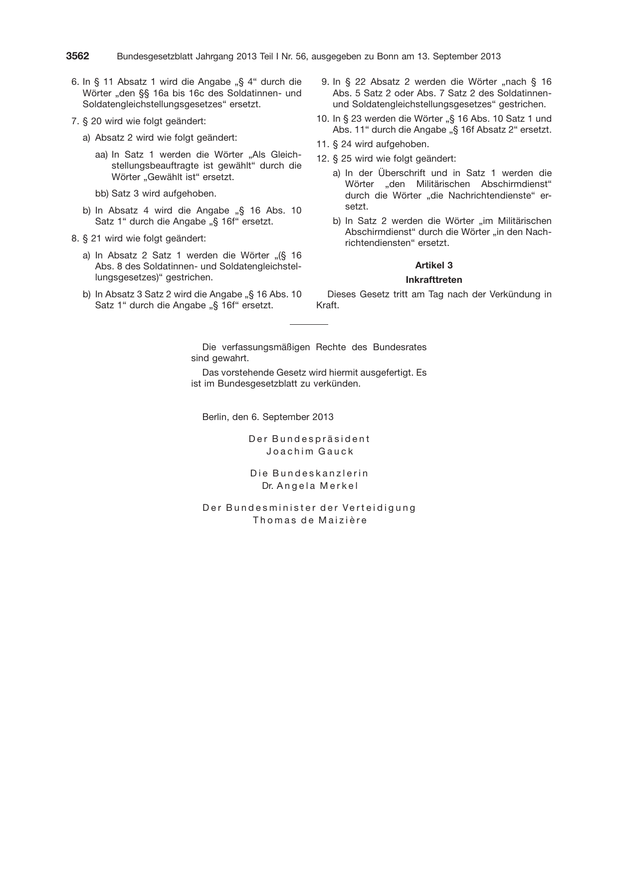 BGBl. 2013, Seite 3562 — Originalseite als Abbildung