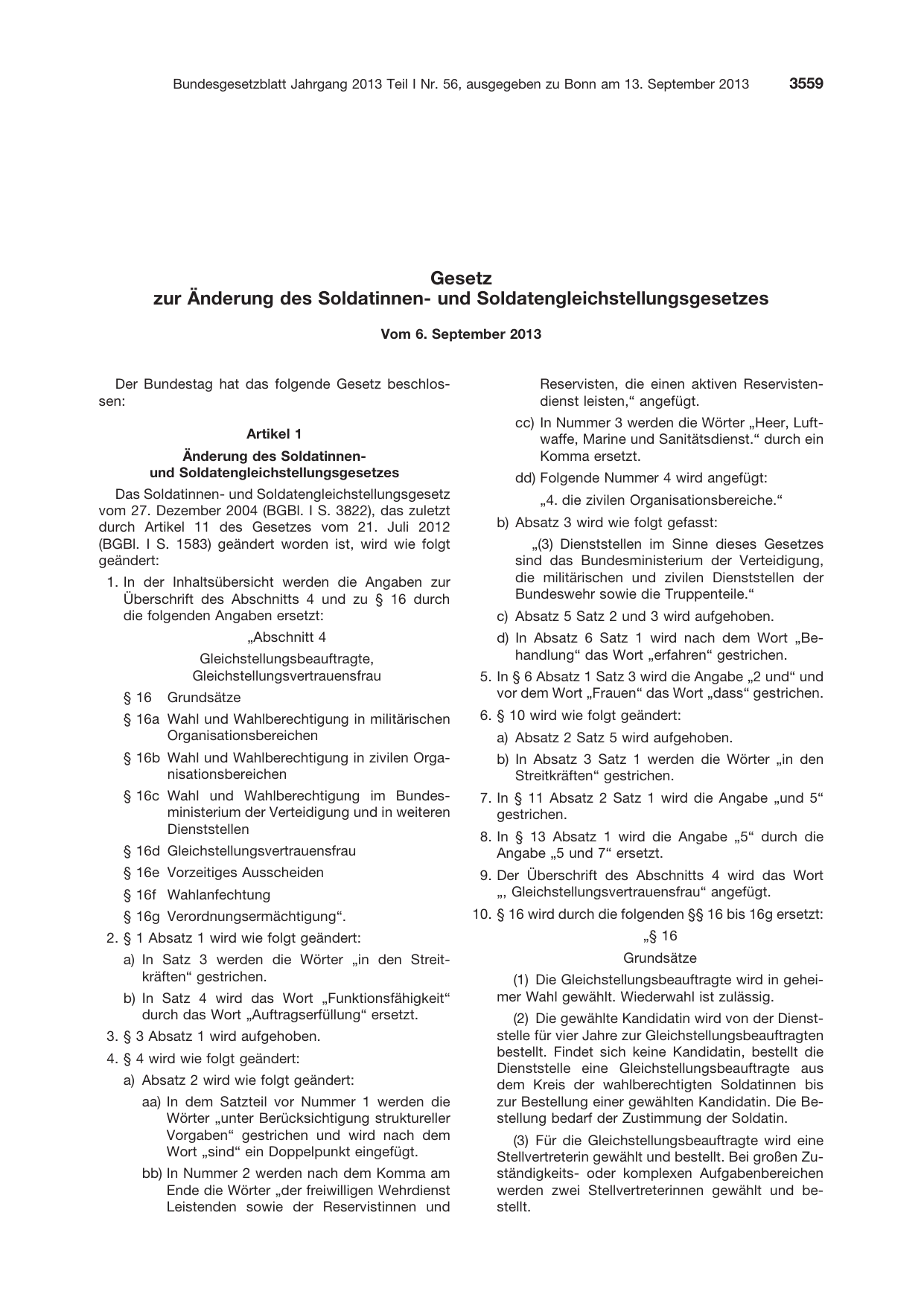 BGBl. 2013, Seite 3559 — Originalseite als Abbildung