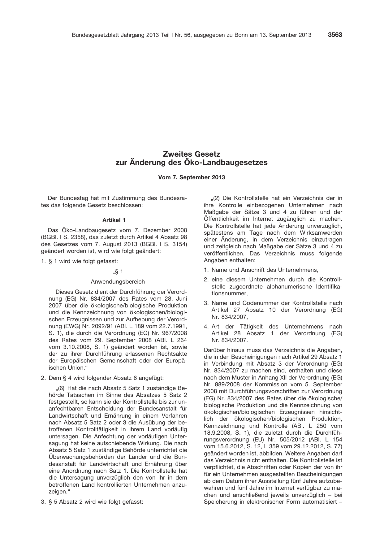 BGBl. 2013, Seite 3563 — Originalseite als Abbildung