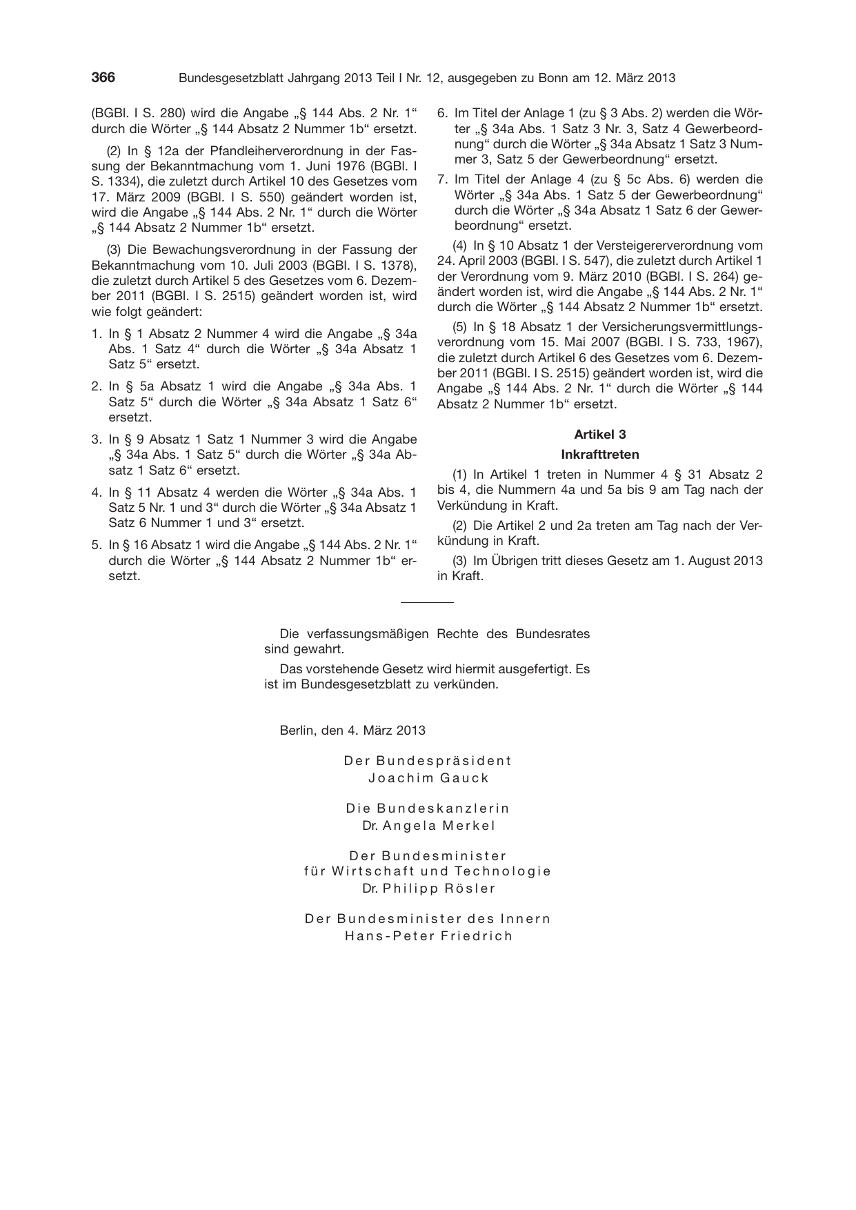 BGBl. 2013, Seite 366 — Originalseite als Abbildung