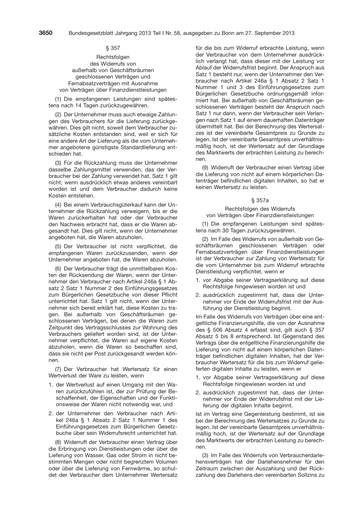 BGBl. 2013, Seite 3650 — Originalseite als Abbildung