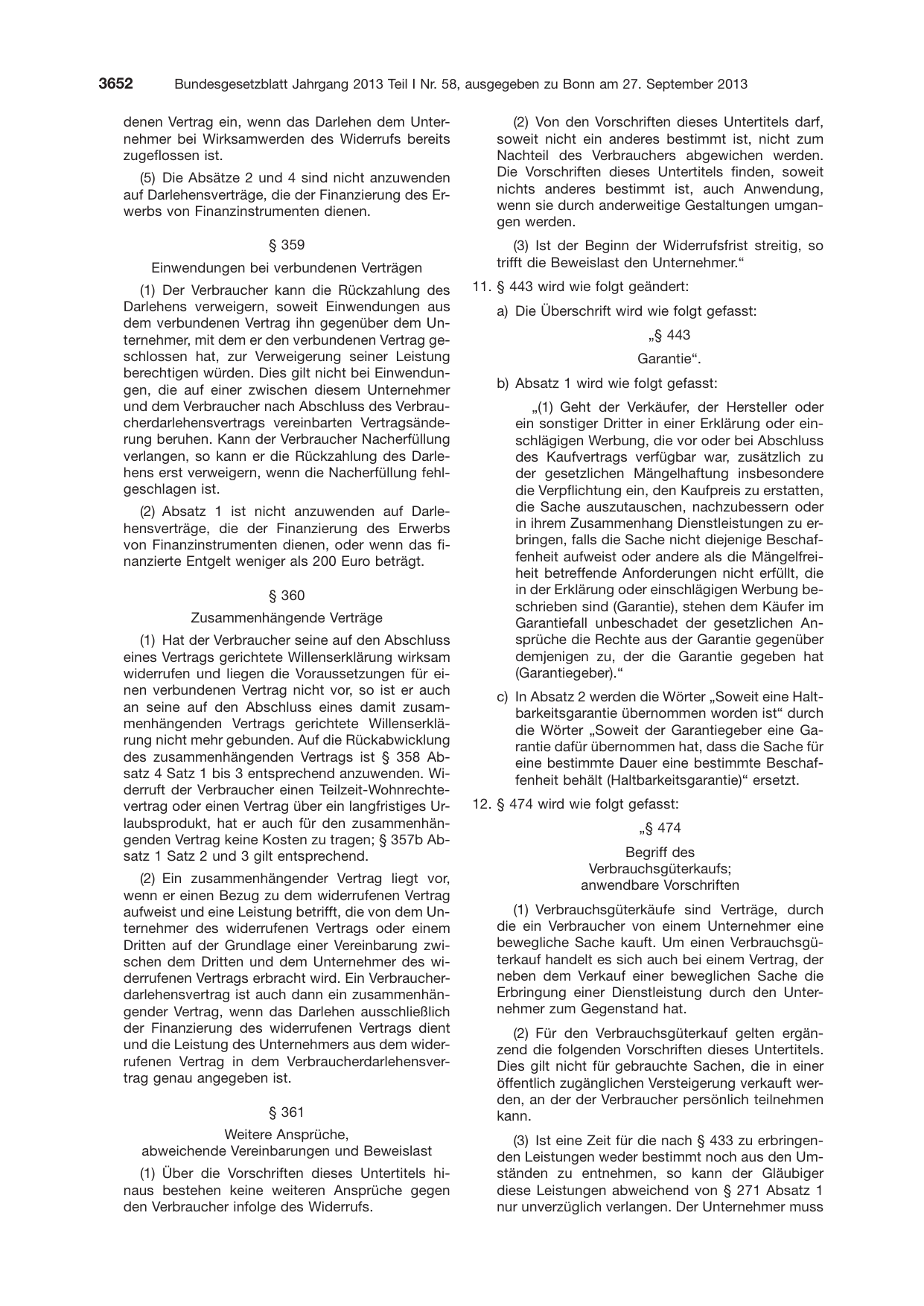 BGBl. 2013, Seite 3652 — Originalseite als Abbildung