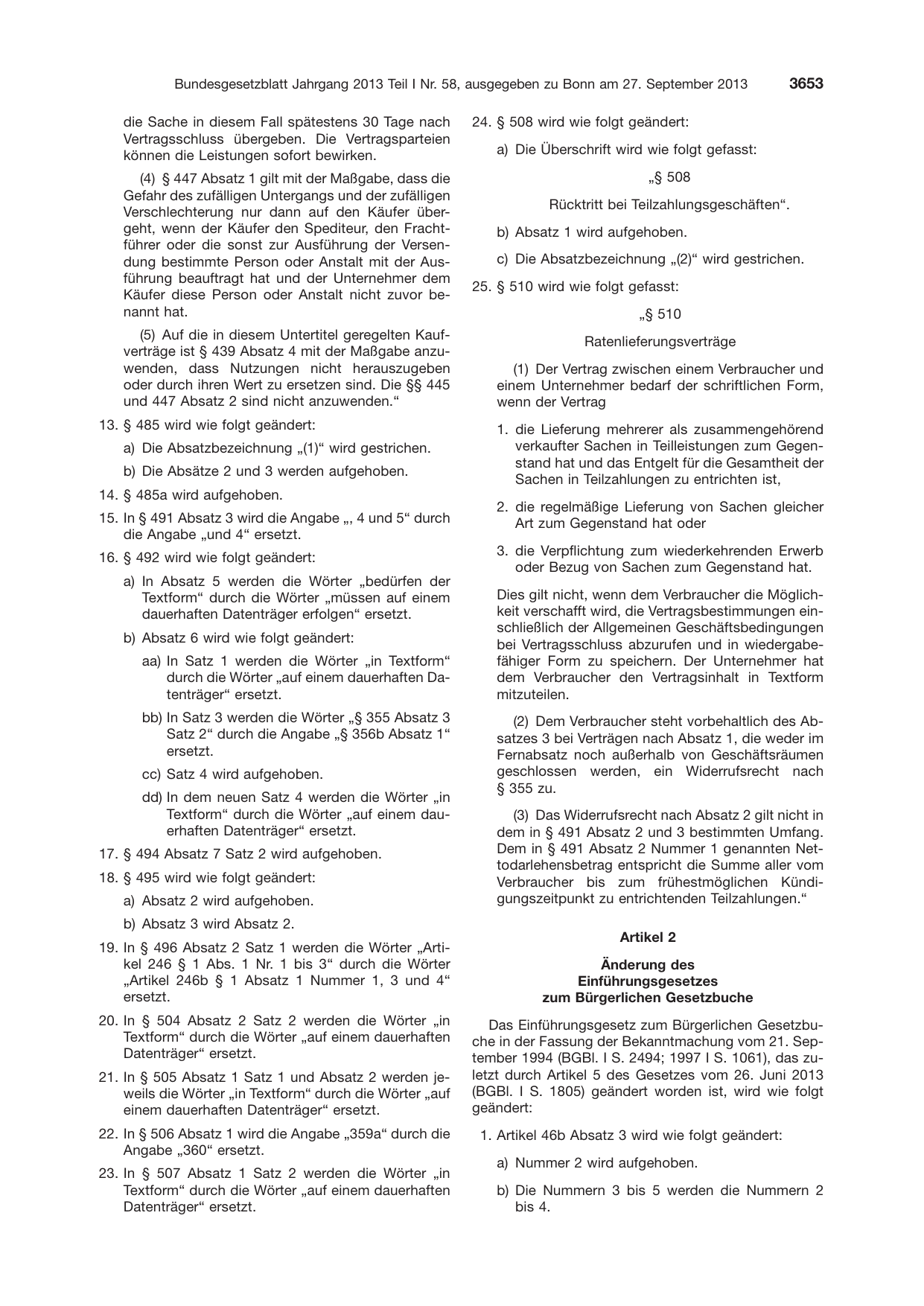 BGBl. 2013, Seite 3653 — Originalseite als Abbildung