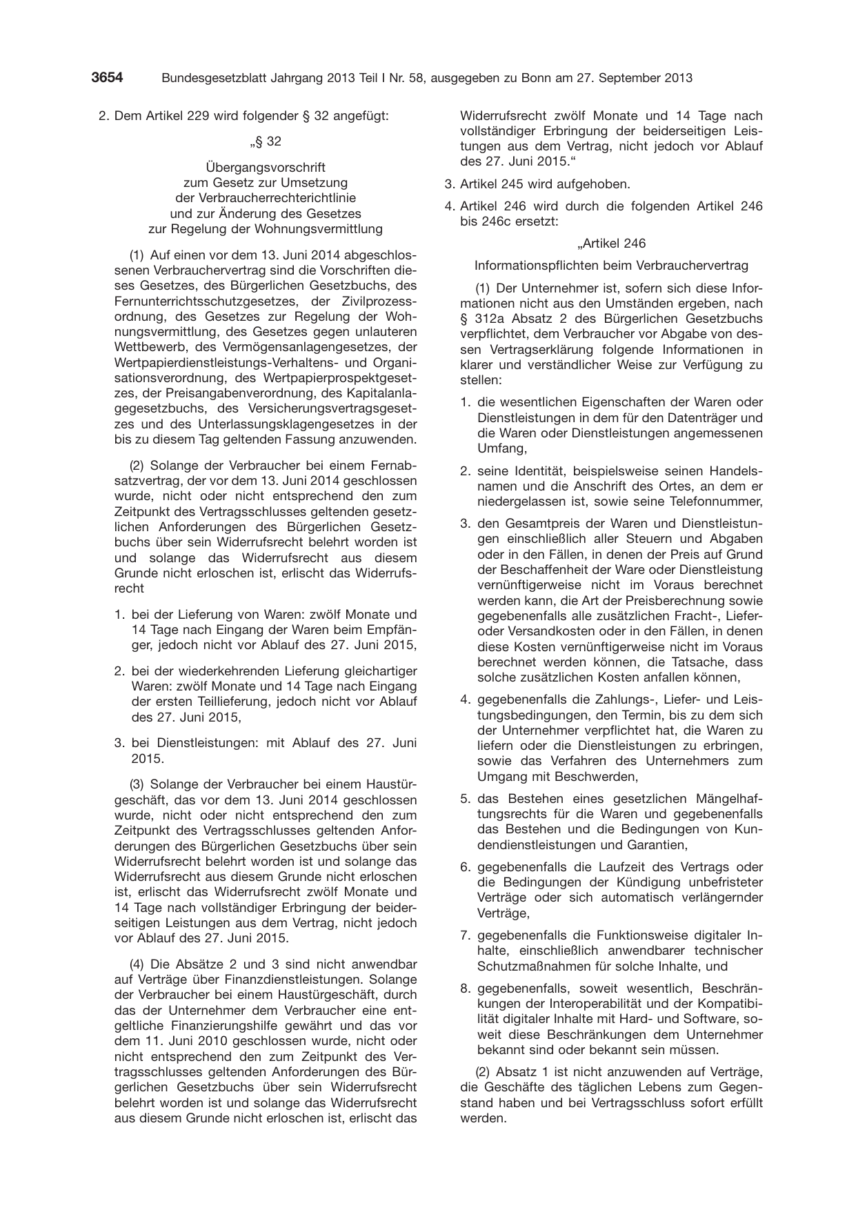 BGBl. 2013, Seite 3654 — Originalseite als Abbildung