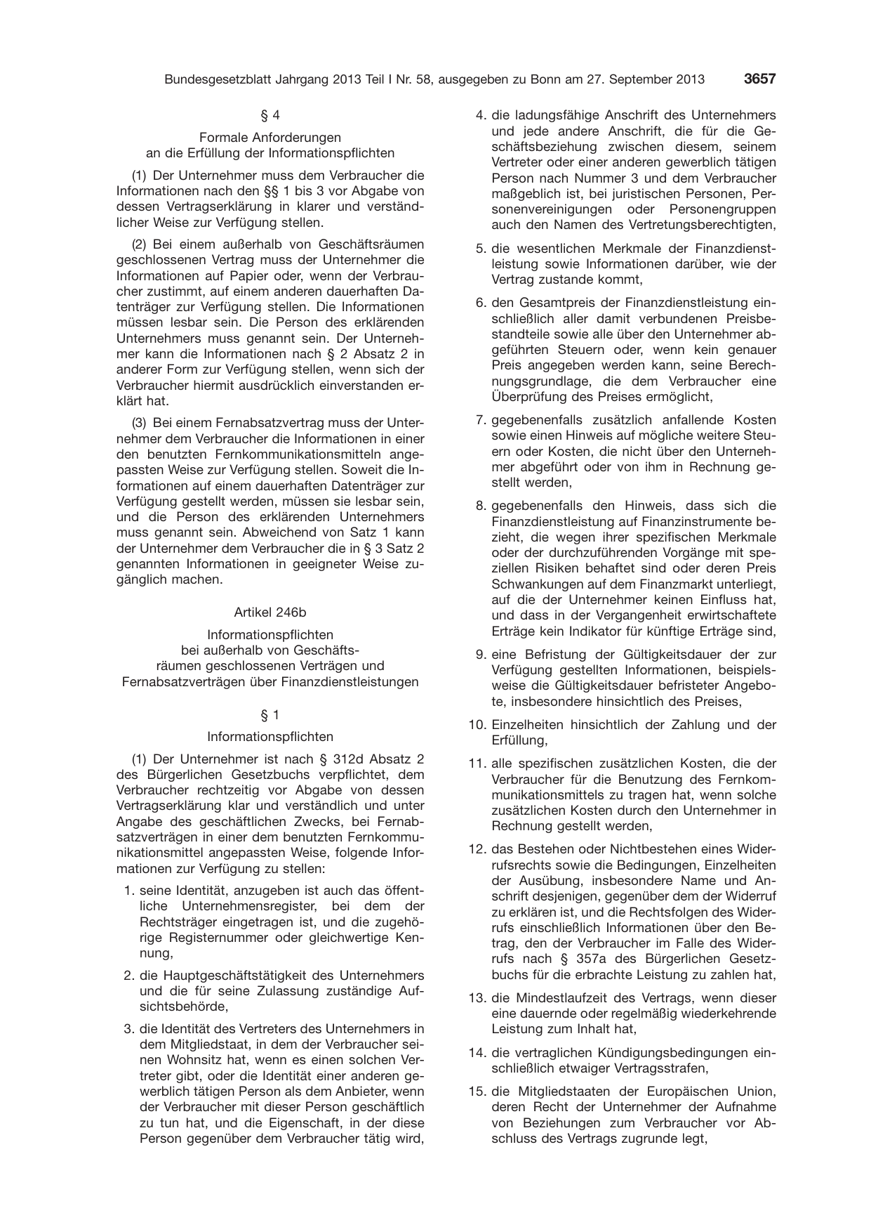 BGBl. 2013, Seite 3657 — Originalseite als Abbildung