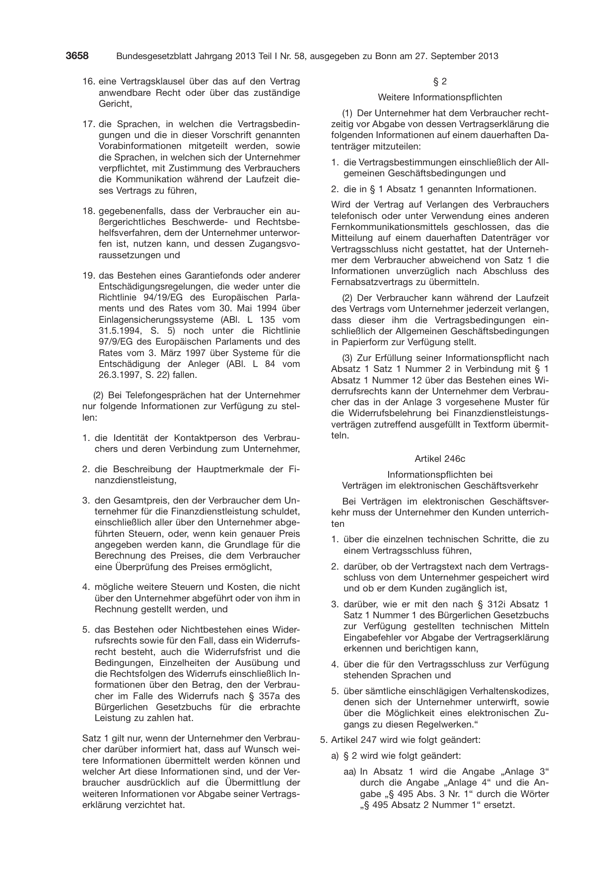 BGBl. 2013, Seite 3658 — Originalseite als Abbildung