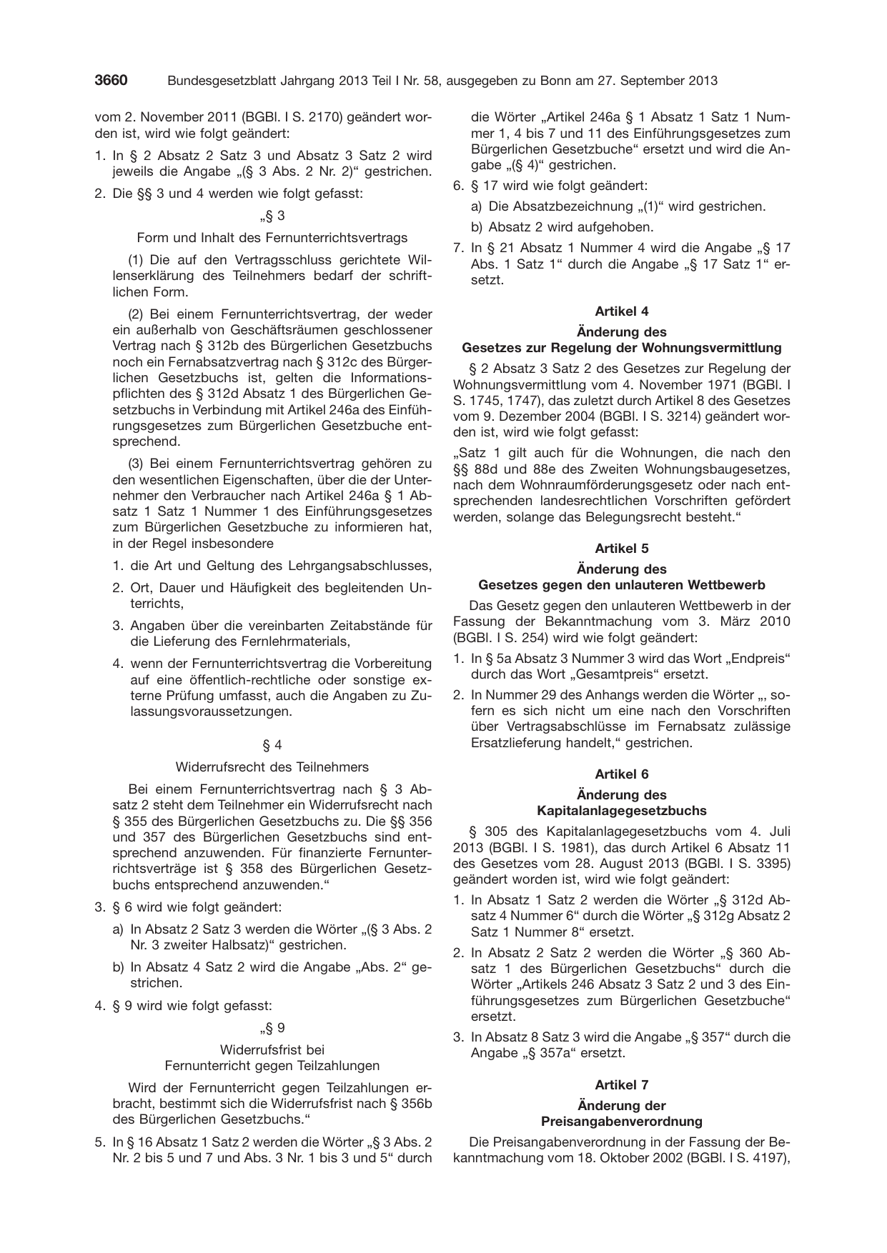 BGBl. 2013, Seite 3660 — Originalseite als Abbildung