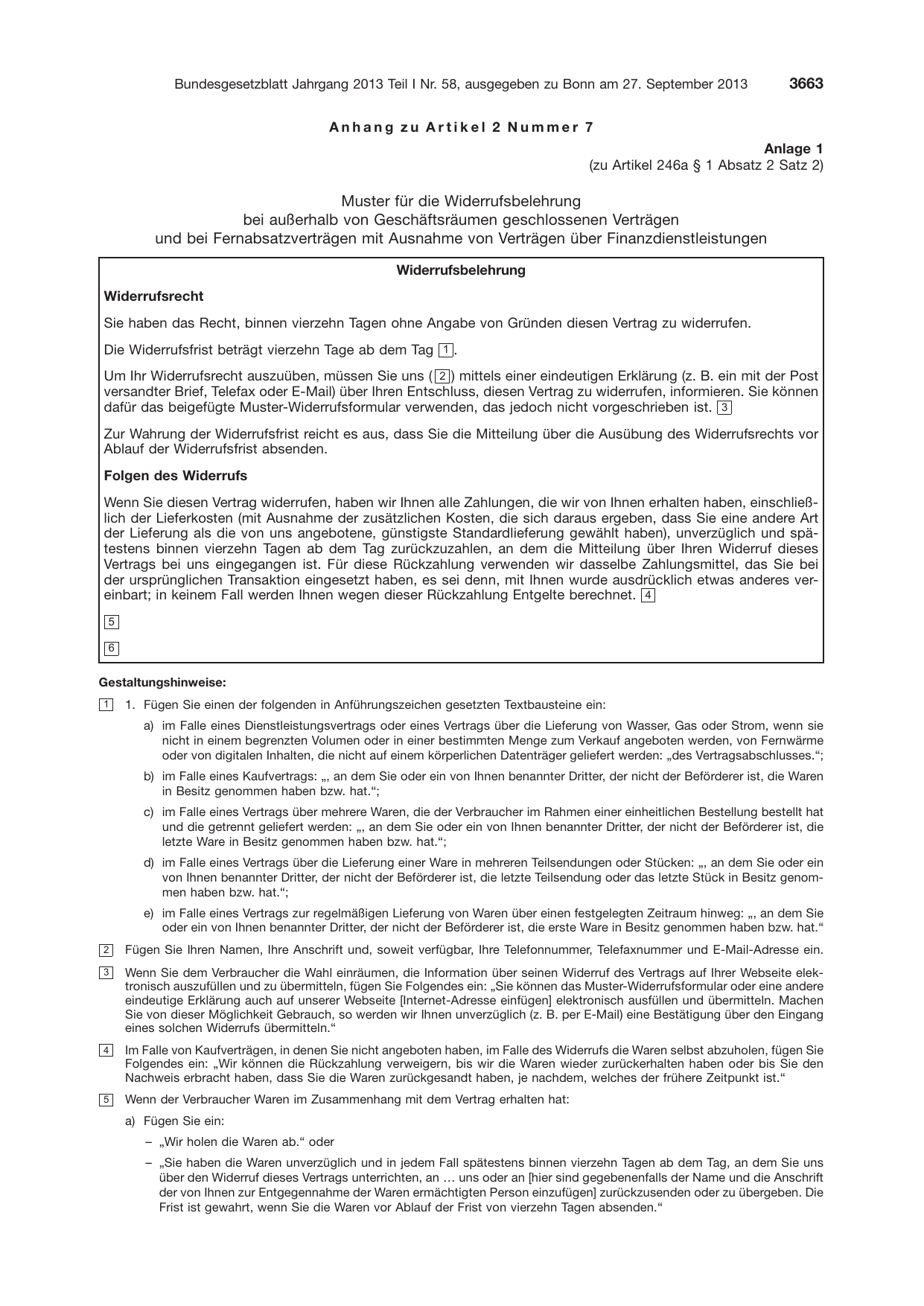 BGBl. 2013, Seite 3663 — Originalseite als Abbildung