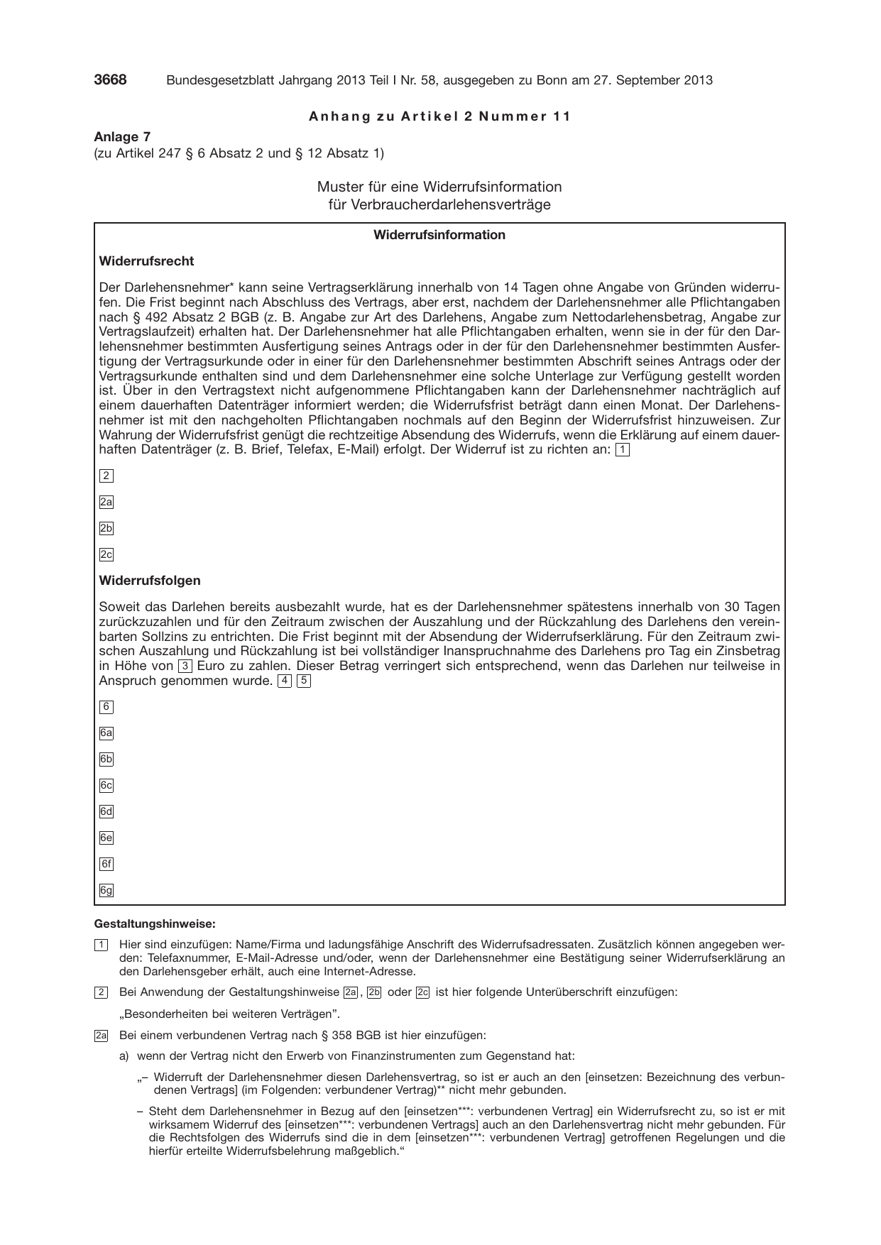 BGBl. 2013, Seite 3668 — Originalseite als Abbildung