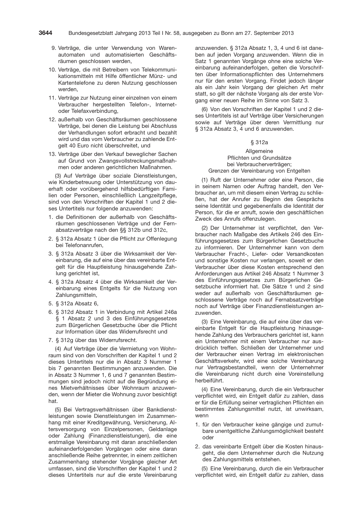 BGBl. 2013, Seite 3644 — Originalseite als Abbildung