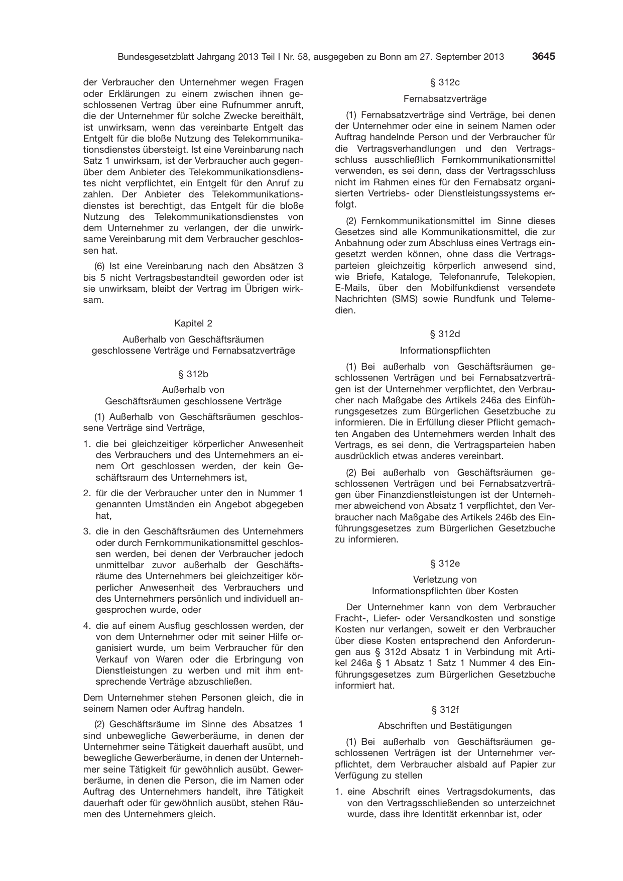 BGBl. 2013, Seite 3645 — Originalseite als Abbildung