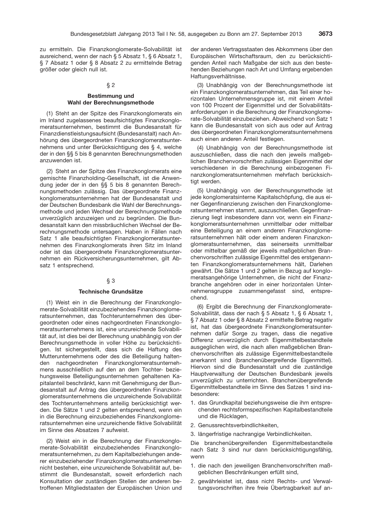 BGBl. 2013, Seite 3673 — Originalseite als Abbildung