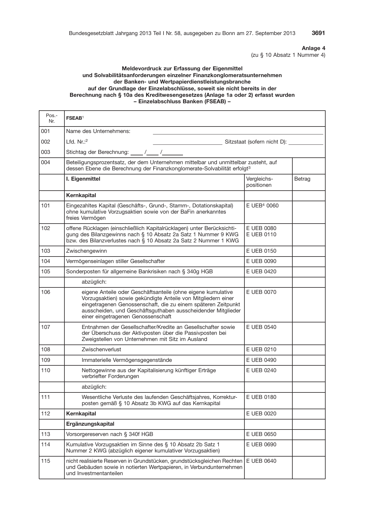 BGBl. 2013, Seite 3691 — Originalseite als Abbildung
