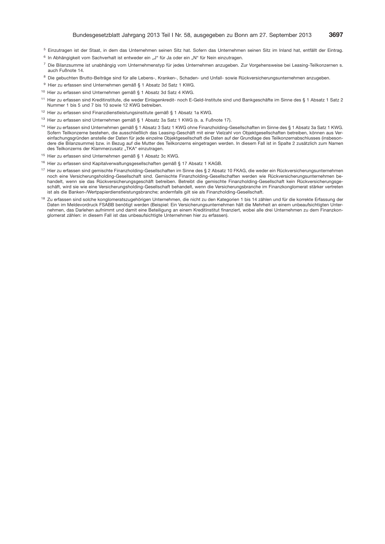 BGBl. 2013, Seite 3697 — Originalseite als Abbildung