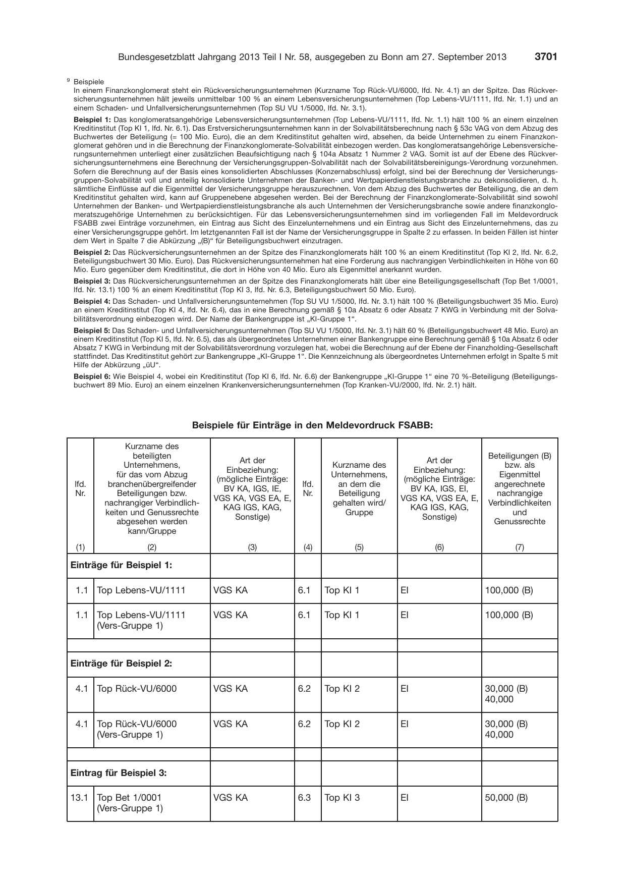 BGBl. 2013, Seite 3701 — Originalseite als Abbildung