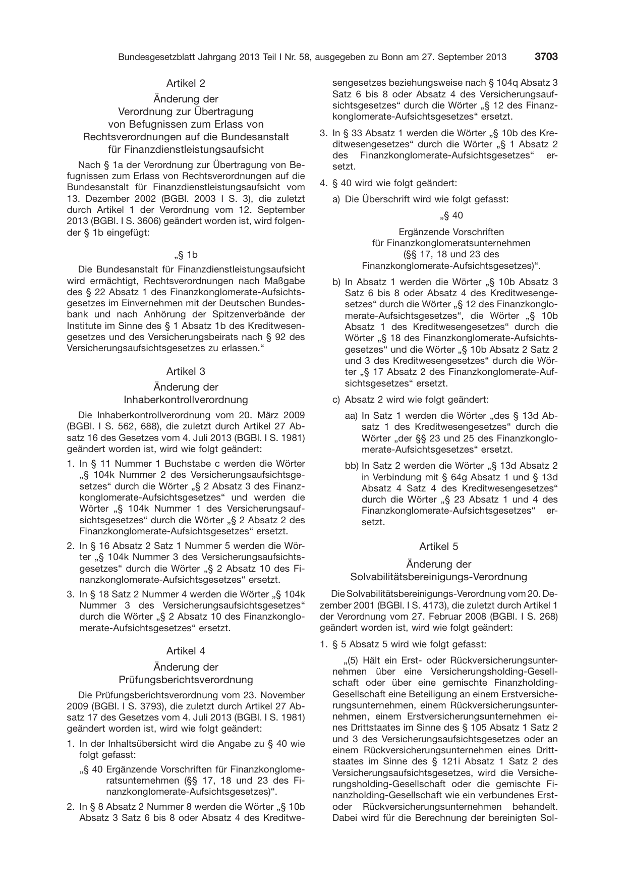 BGBl. 2013, Seite 3703 — Originalseite als Abbildung