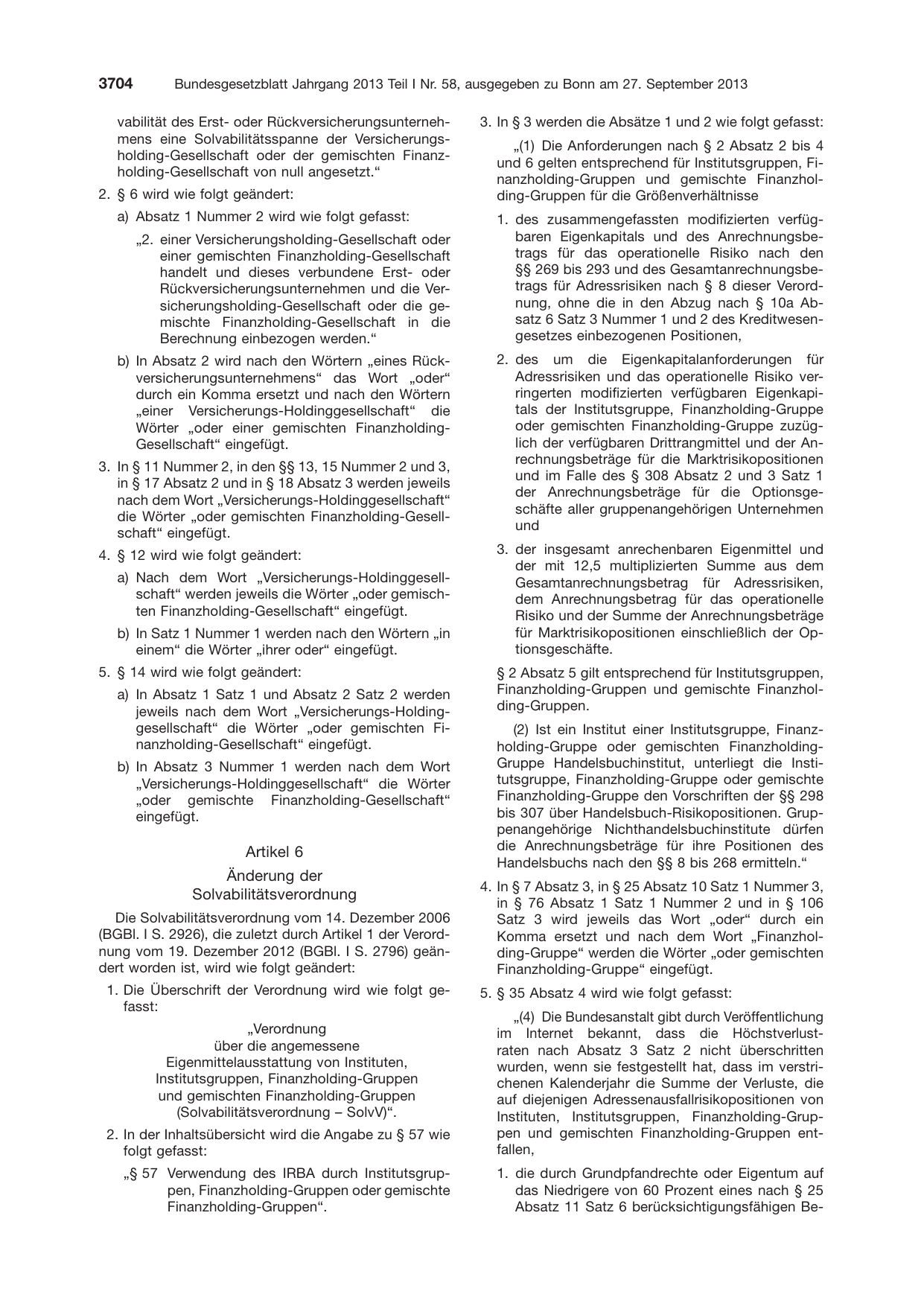 BGBl. 2013, Seite 3704 — Originalseite als Abbildung