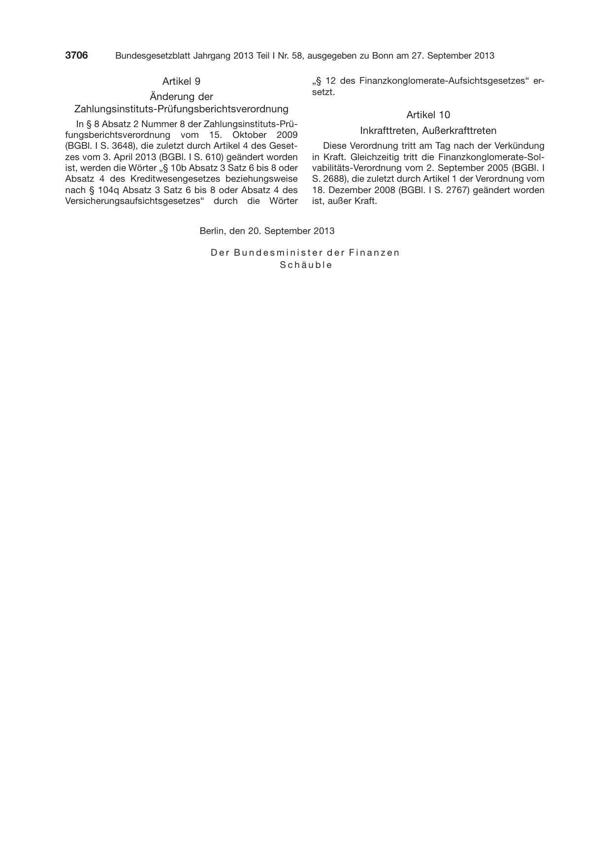 BGBl. 2013, Seite 3706 — Originalseite als Abbildung