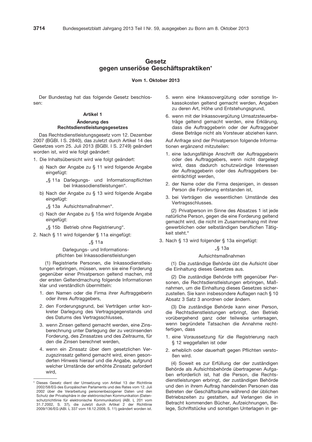 BGBl. 2013, Seite 3714 — Originalseite als Abbildung