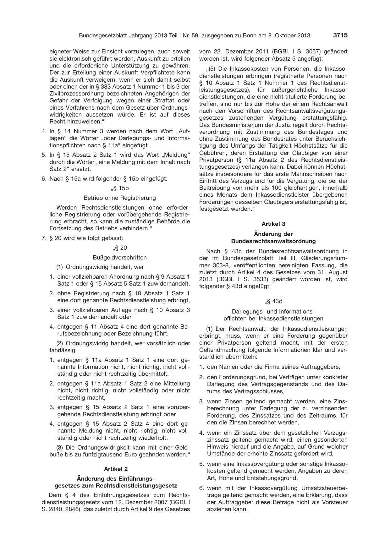 BGBl. 2013, Seite 3715 — Originalseite als Abbildung