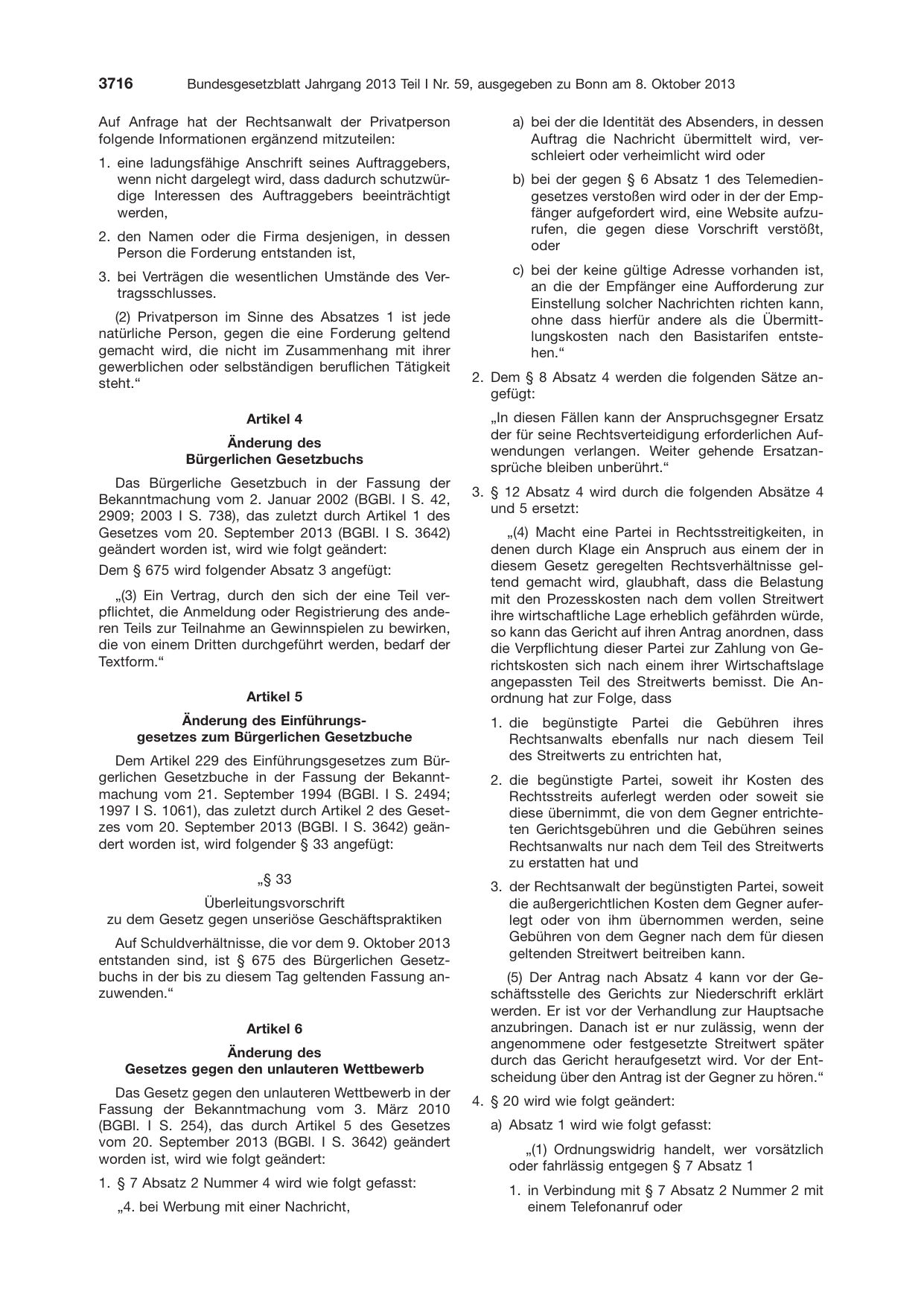BGBl. 2013, Seite 3716 — Originalseite als Abbildung