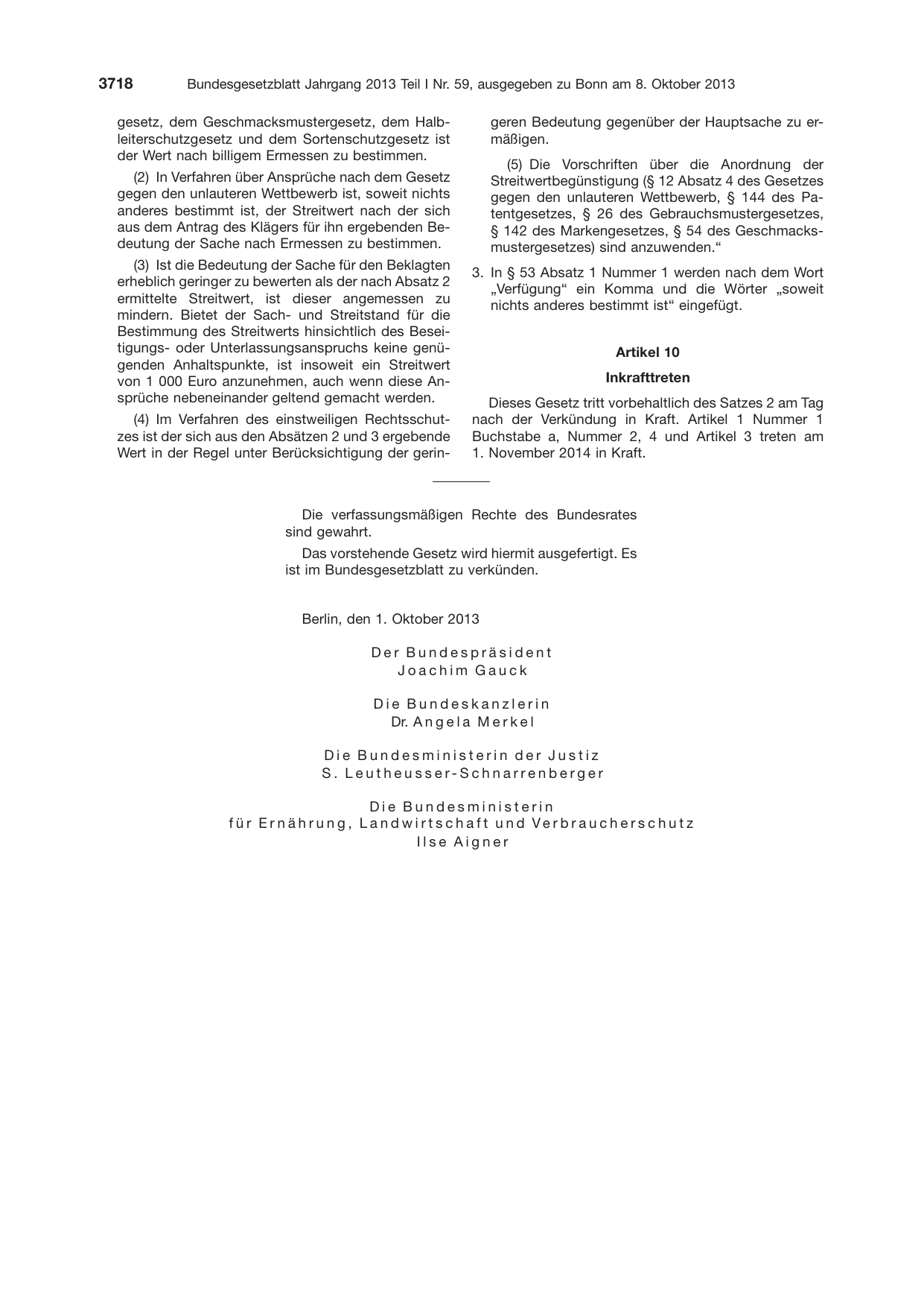 BGBl. 2013, Seite 3718 — Originalseite als Abbildung