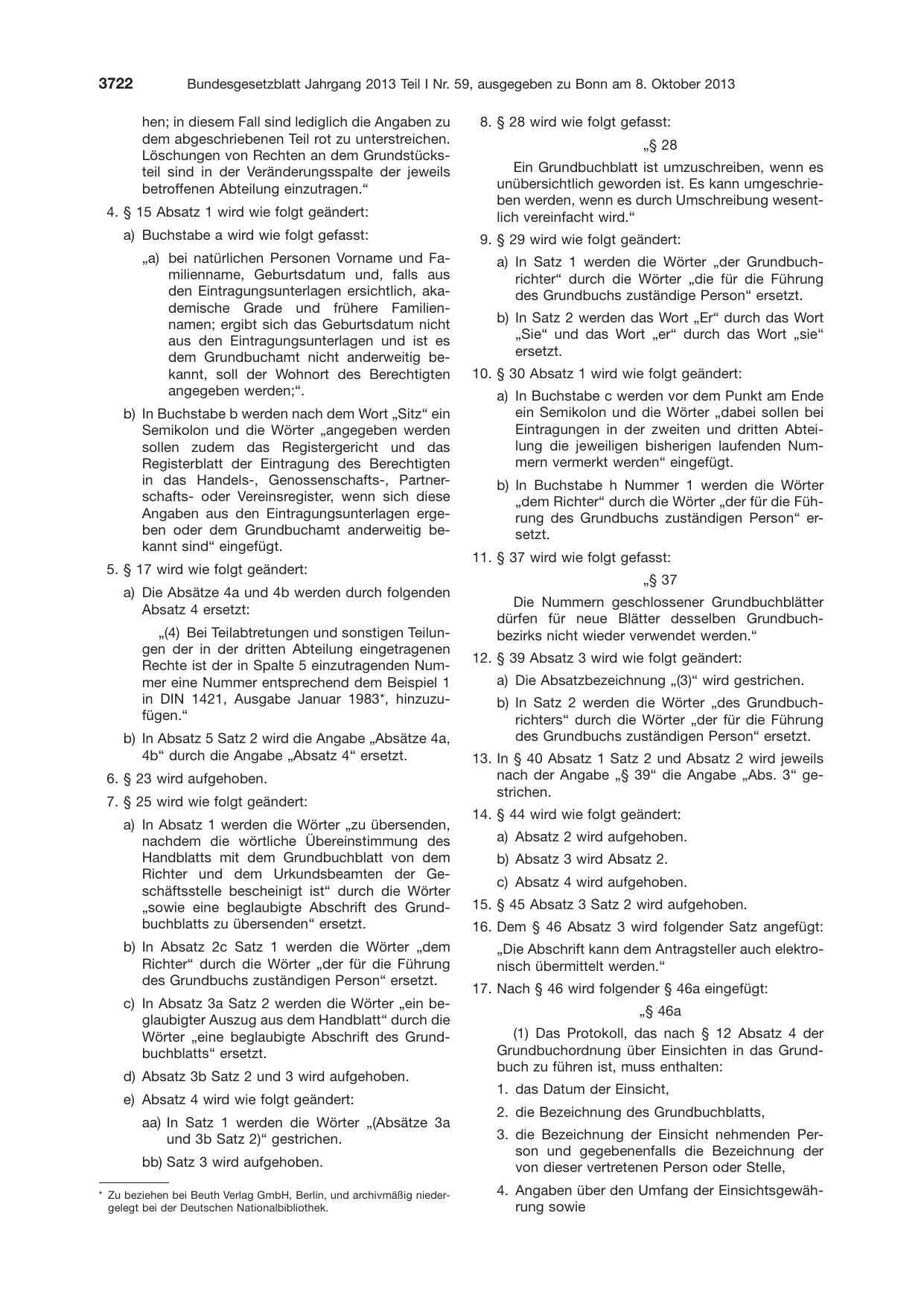 BGBl. 2013, Seite 3722 — Originalseite als Abbildung