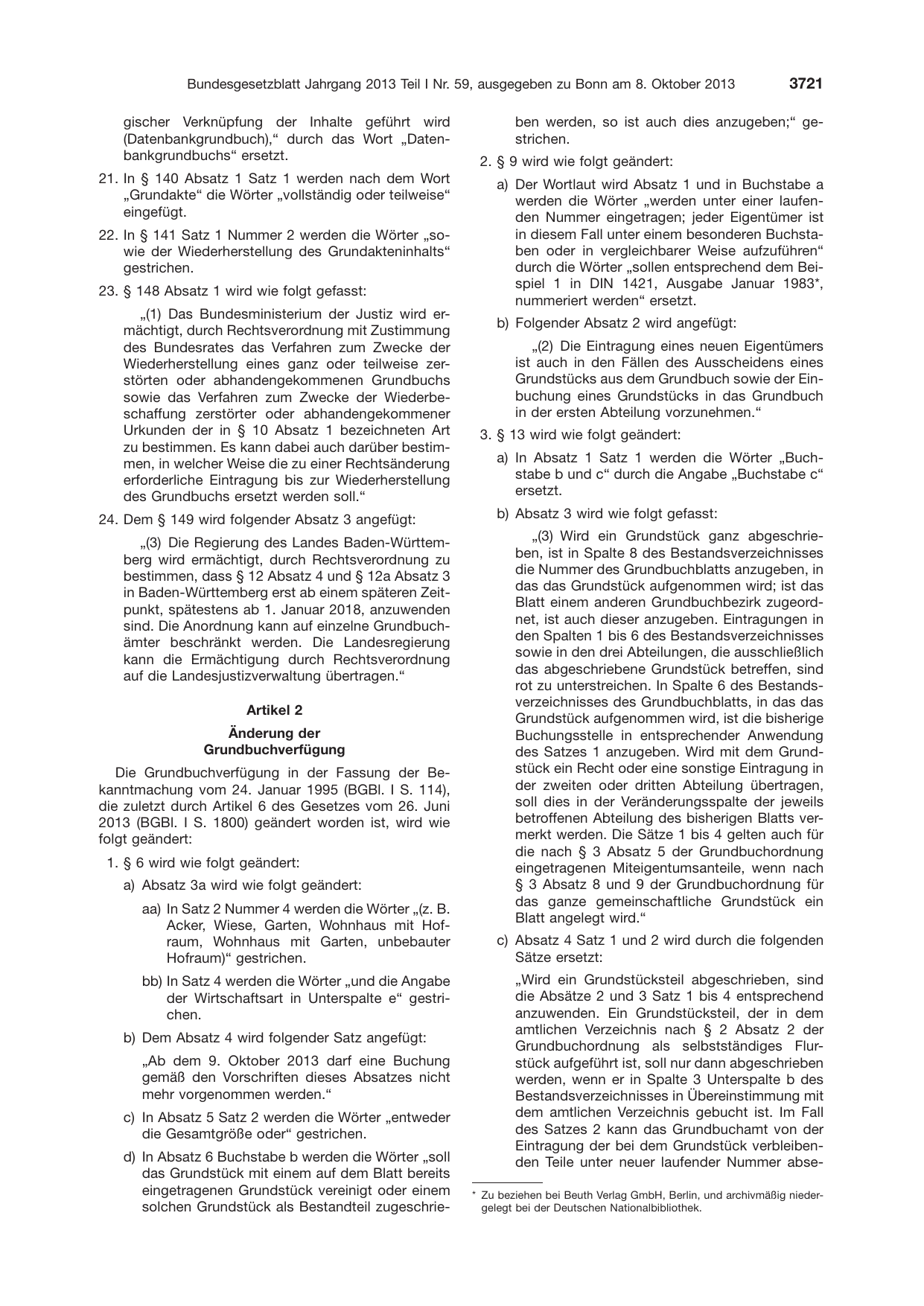 BGBl. 2013, Seite 3721 — Originalseite als Abbildung