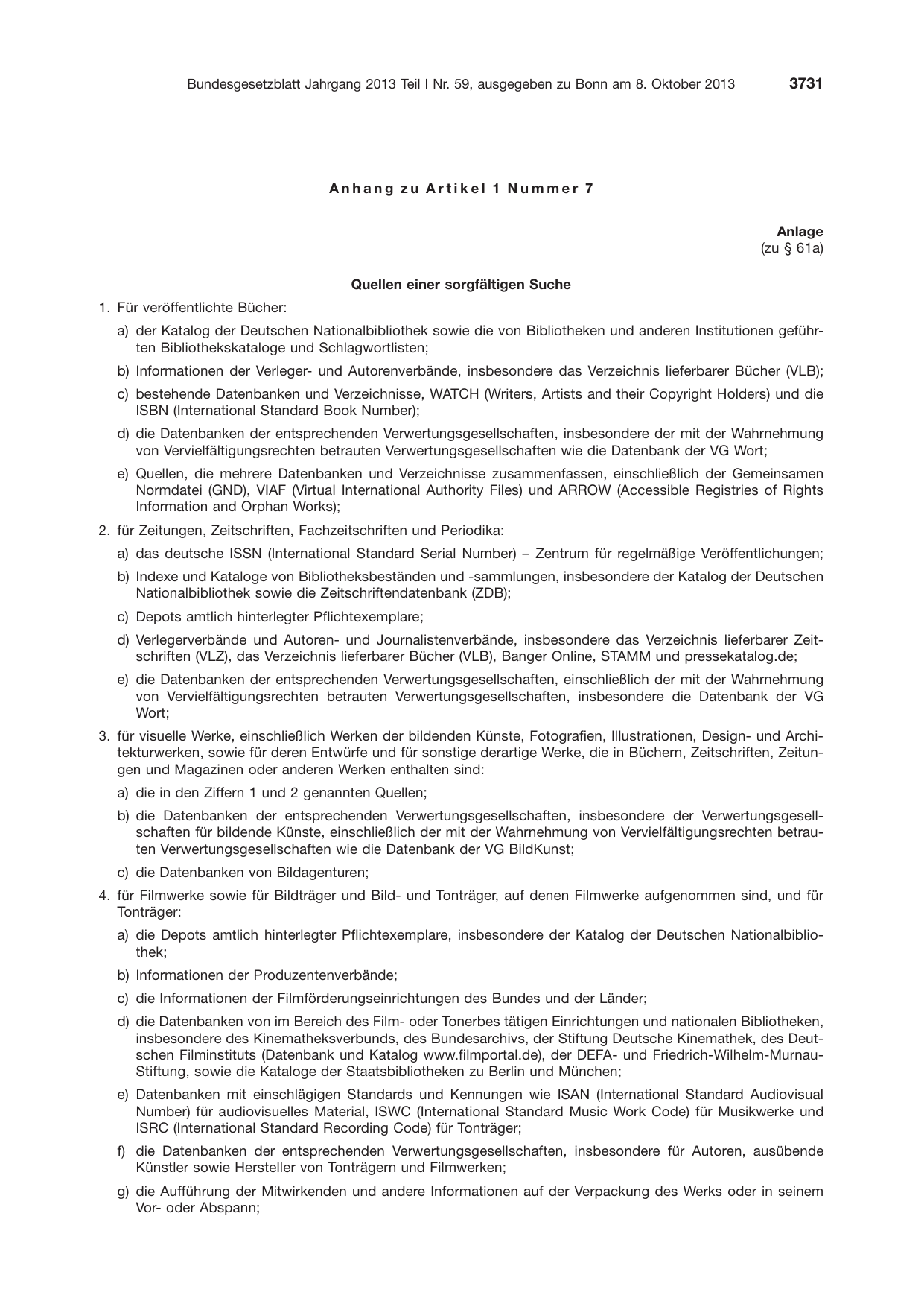 BGBl. 2013, Seite 3731 — Originalseite als Abbildung