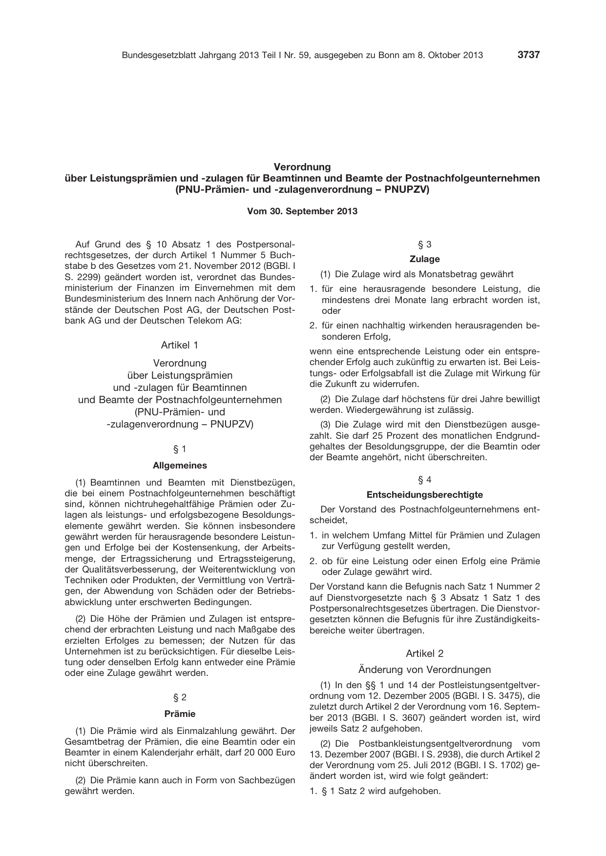 BGBl. 2013, Seite 3737 — Originalseite als Abbildung