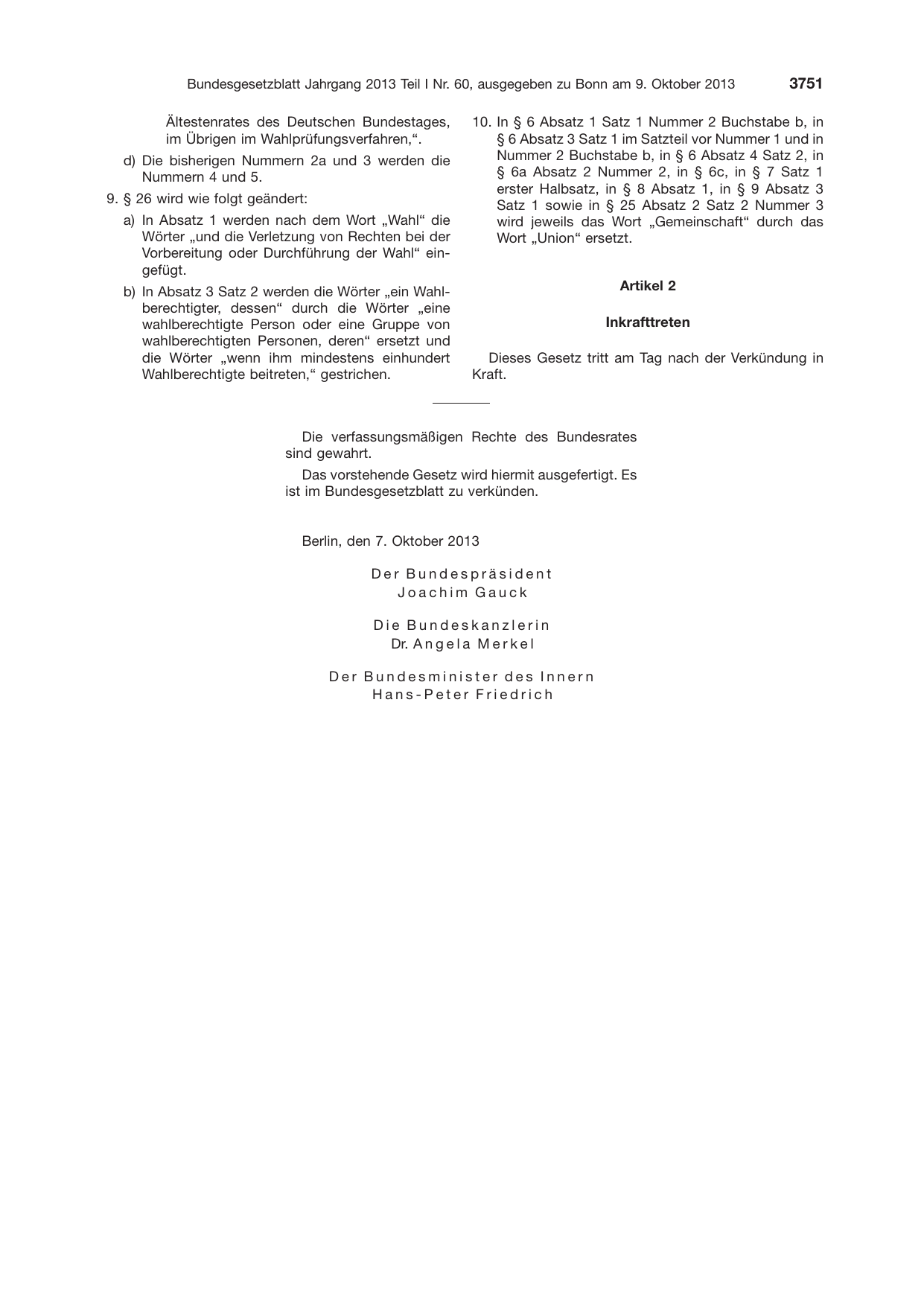 BGBl. 2013, Seite 3751 — Originalseite als Abbildung