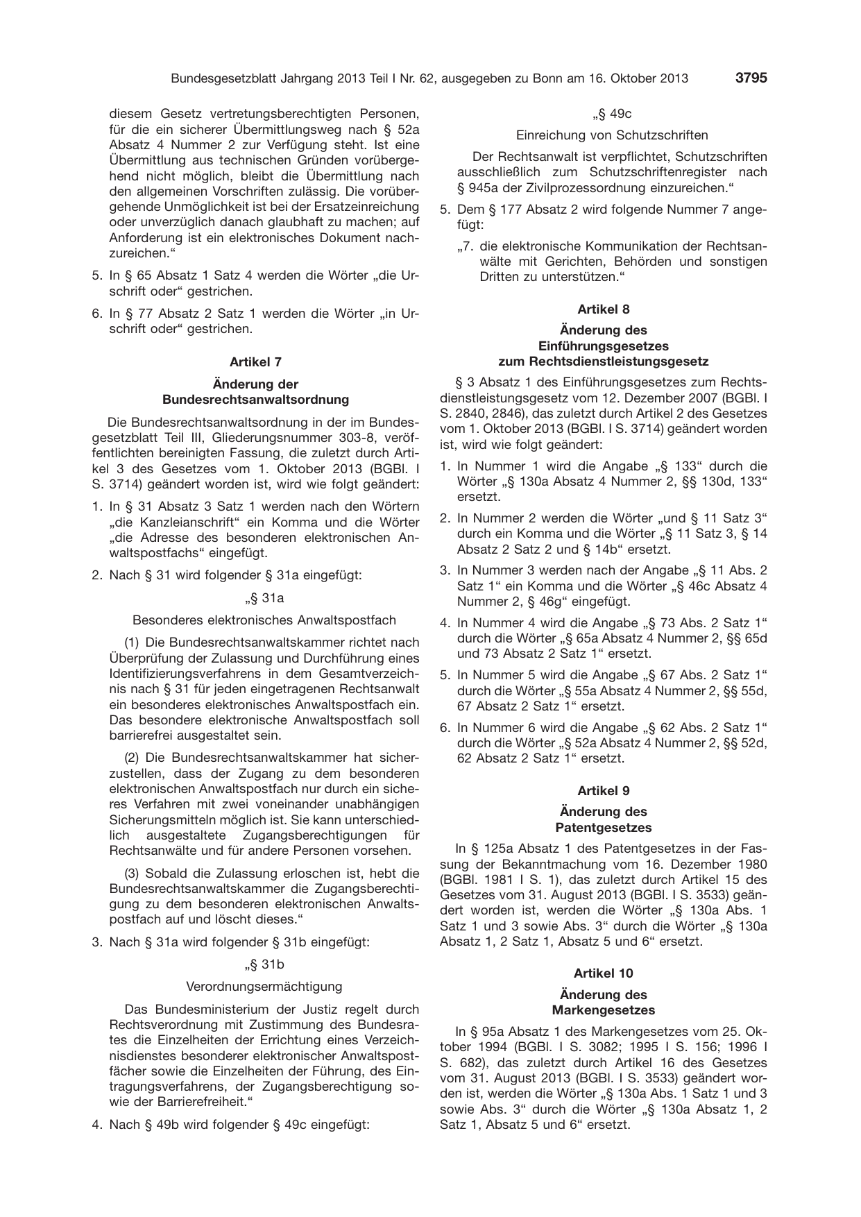 BGBl. 2013, Seite 3795 — Originalseite als Abbildung