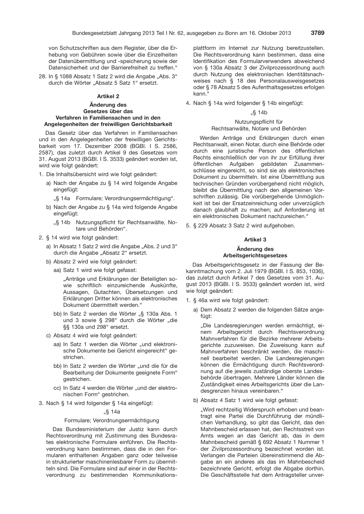 BGBl. 2013, Seite 3789 — Originalseite als Abbildung