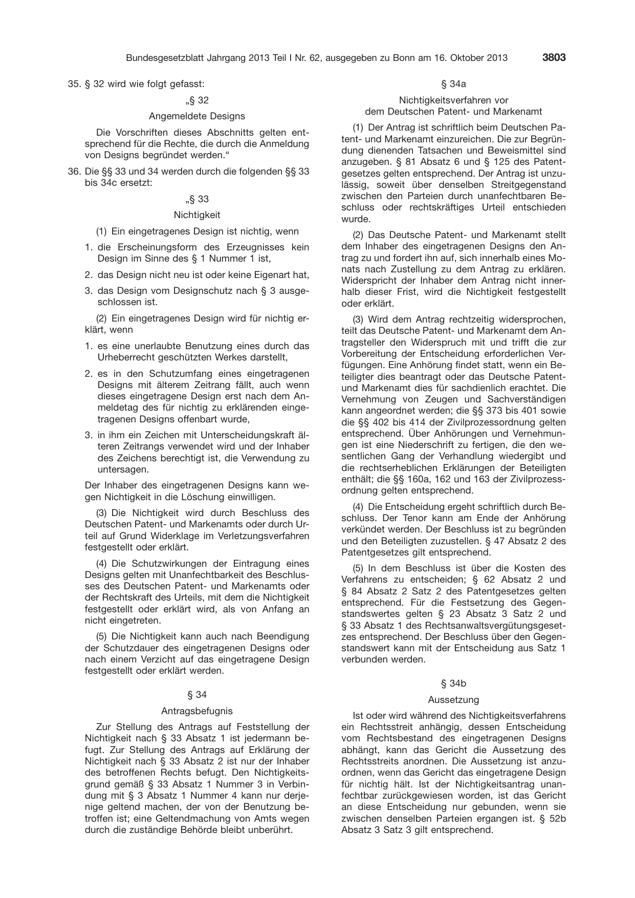 BGBl. 2013, Seite 3803 — Originalseite als Abbildung