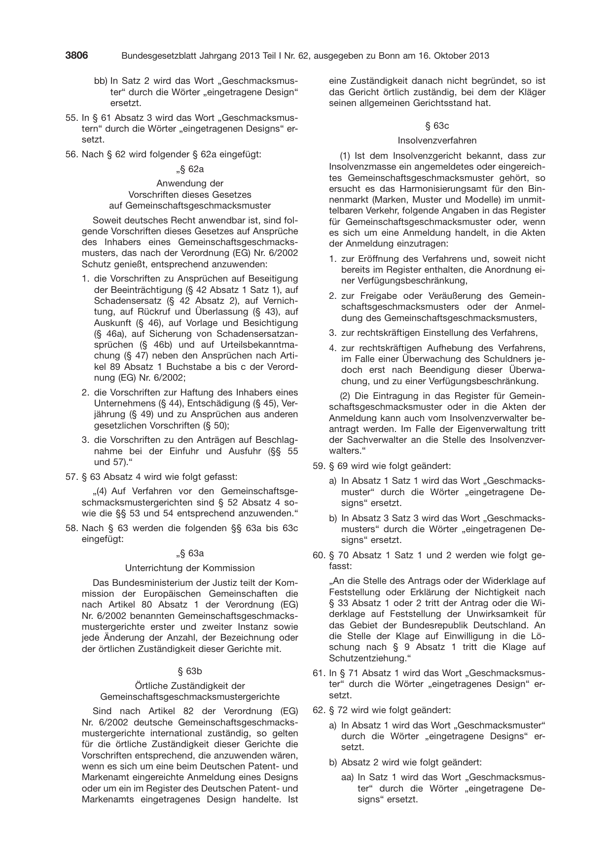 BGBl. 2013, Seite 3806 — Originalseite als Abbildung