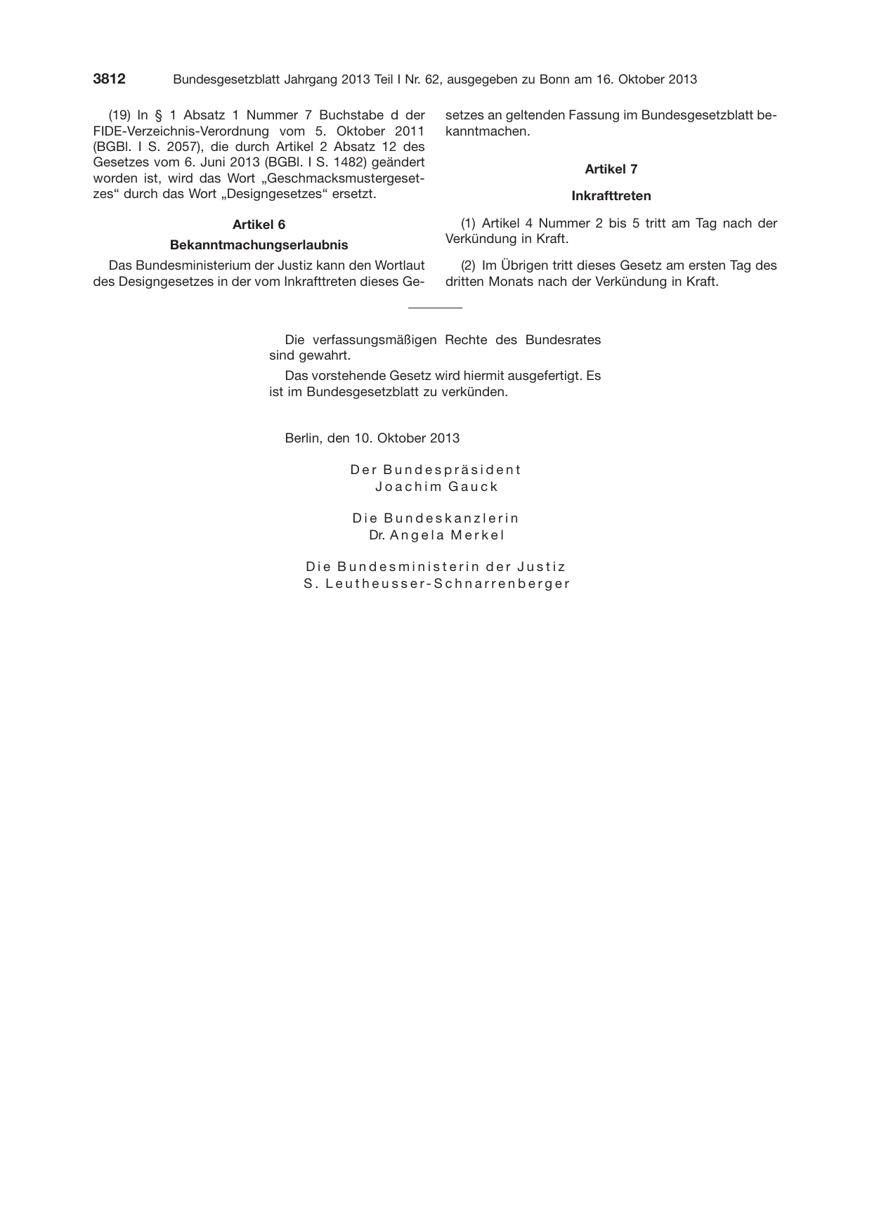 BGBl. 2013, Seite 3812 — Originalseite als Abbildung