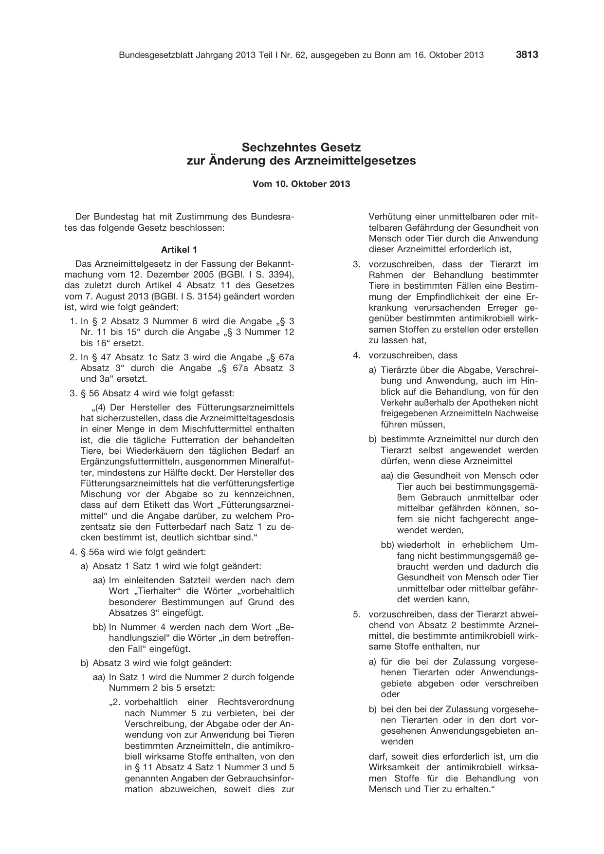 BGBl. 2013, Seite 3813 — Originalseite als Abbildung