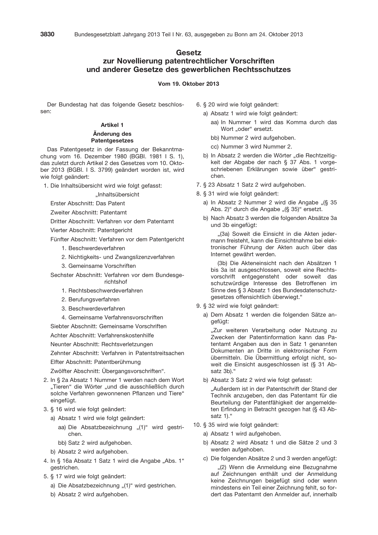 BGBl. 2013, Seite 3830 — Originalseite als Abbildung