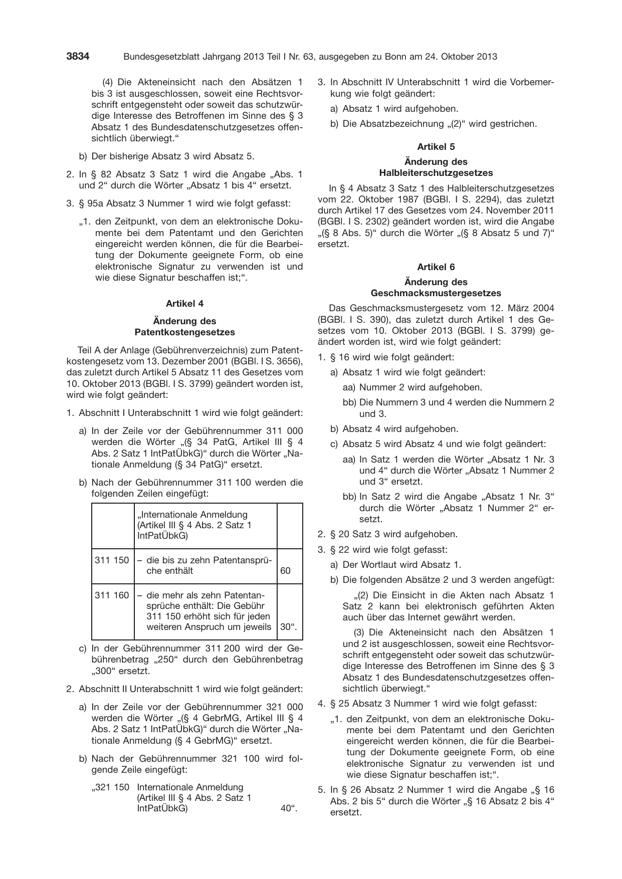 BGBl. 2013, Seite 3834 — Originalseite als Abbildung